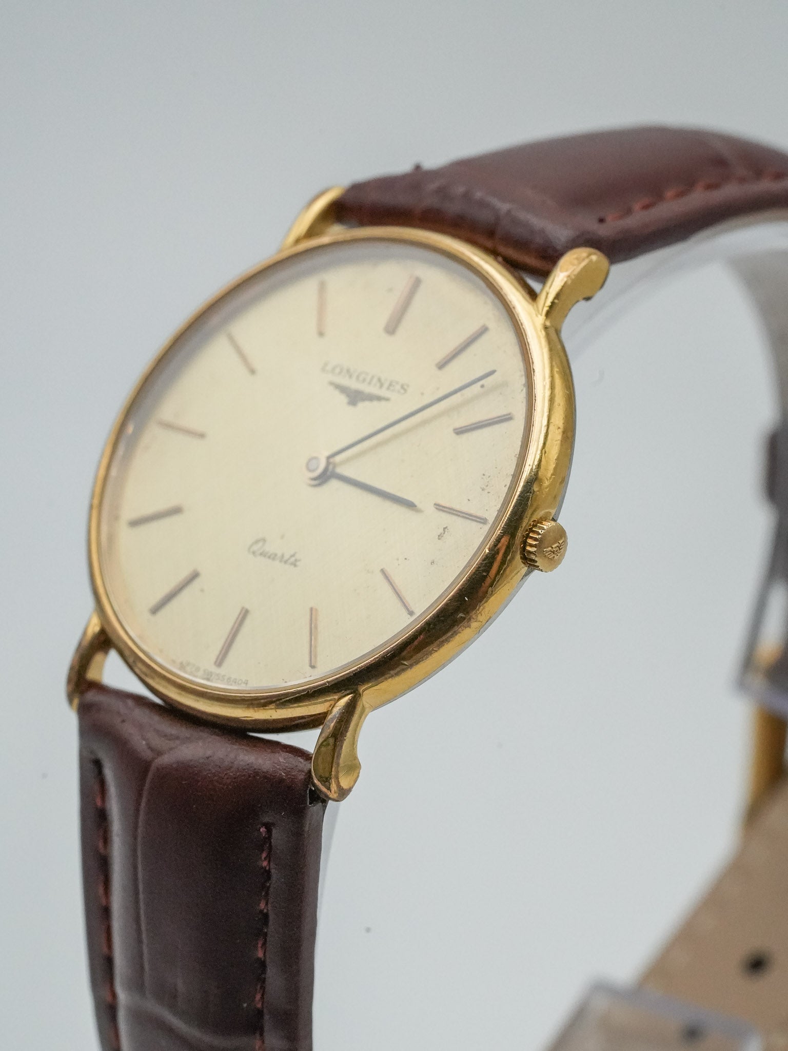 Longines - Plaqué Or Cadran lin Quartz - 1980s - Atelier Victor Paris - Vintage Watch Shop Dubai