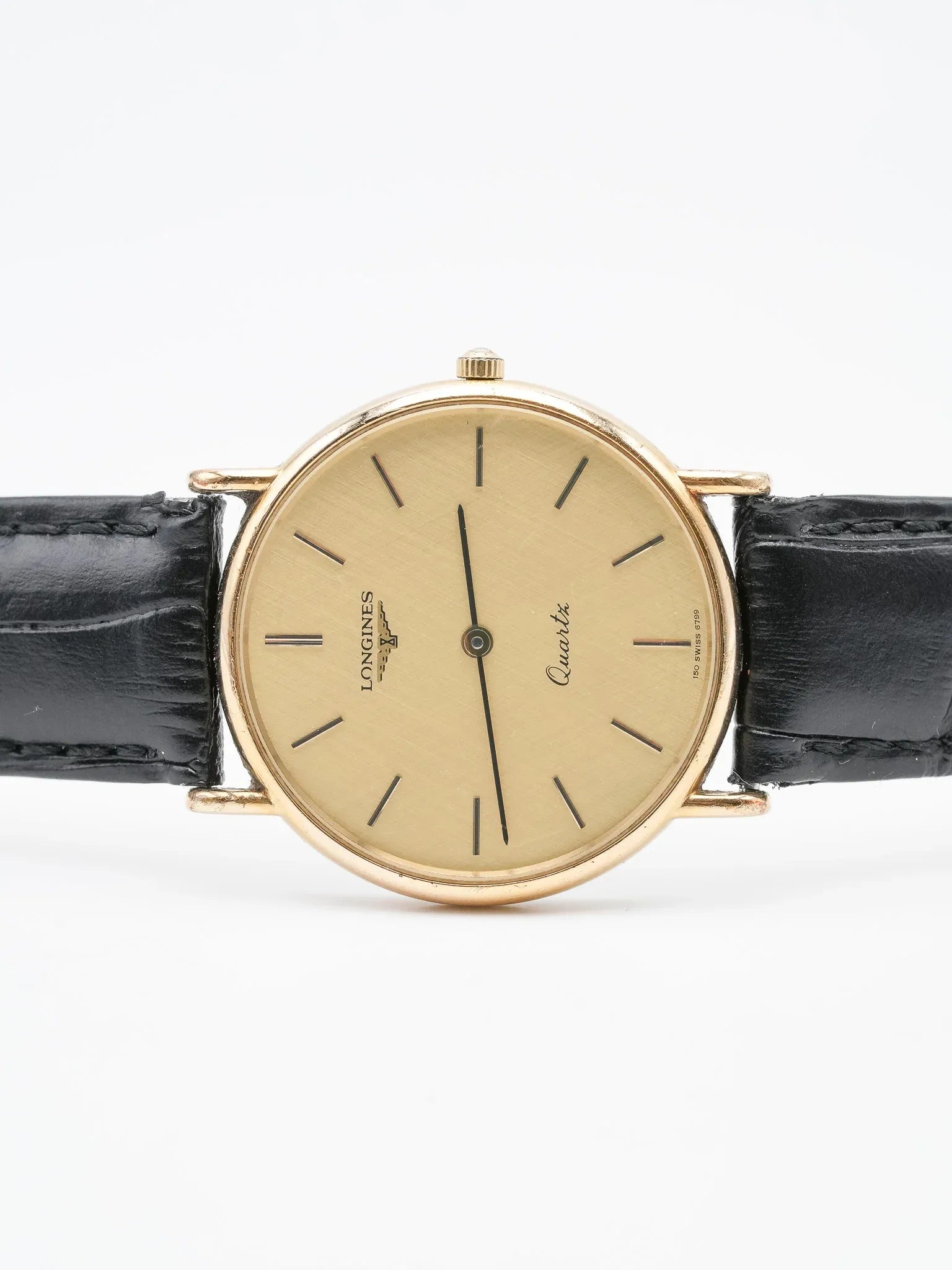 Longines - Ronde plaqué or lin - 1980s - Atelier Victor