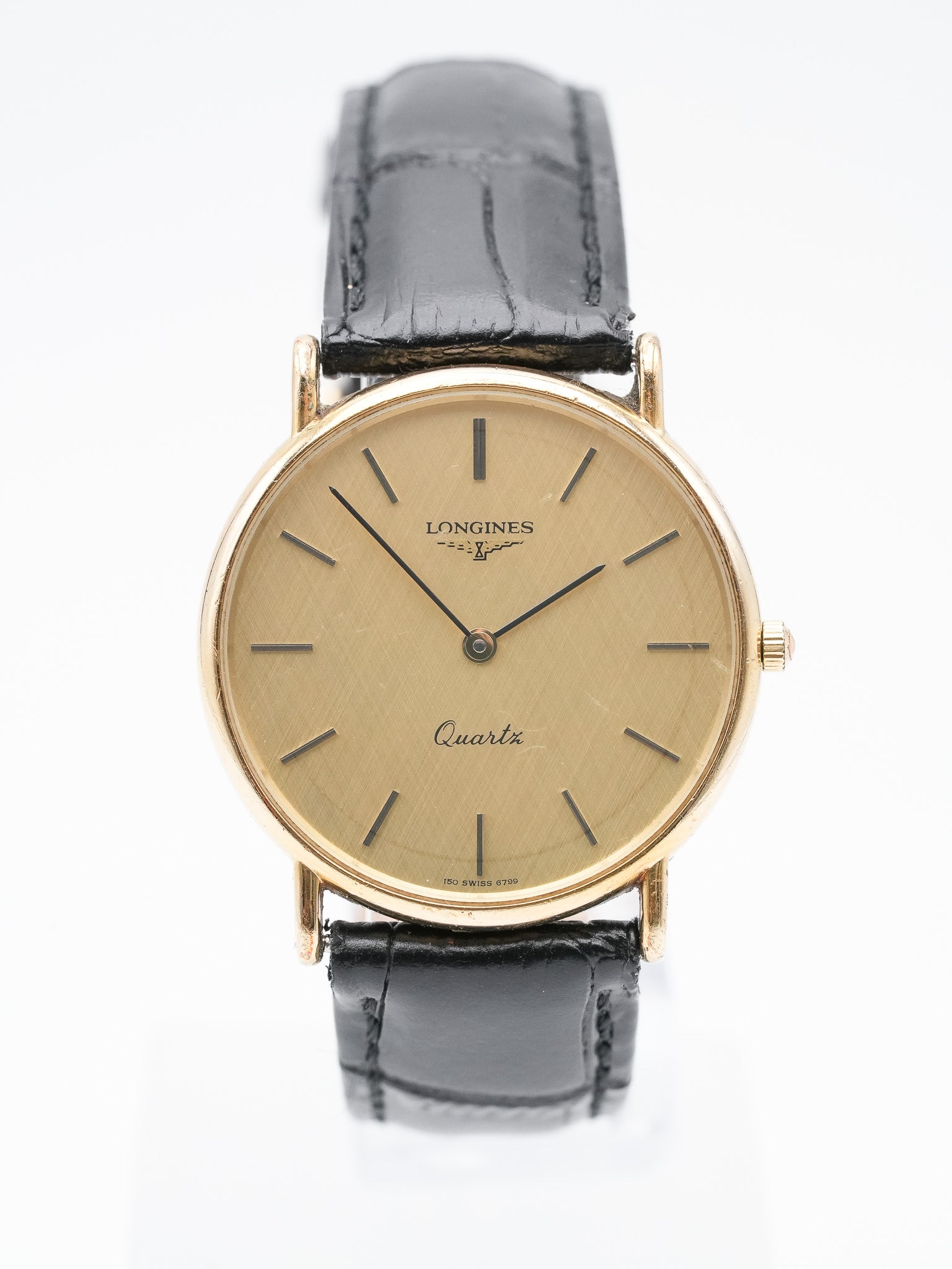 Longines - Ronde plaqué or lin - 1980s - Atelier Victor - Vintage  Shop