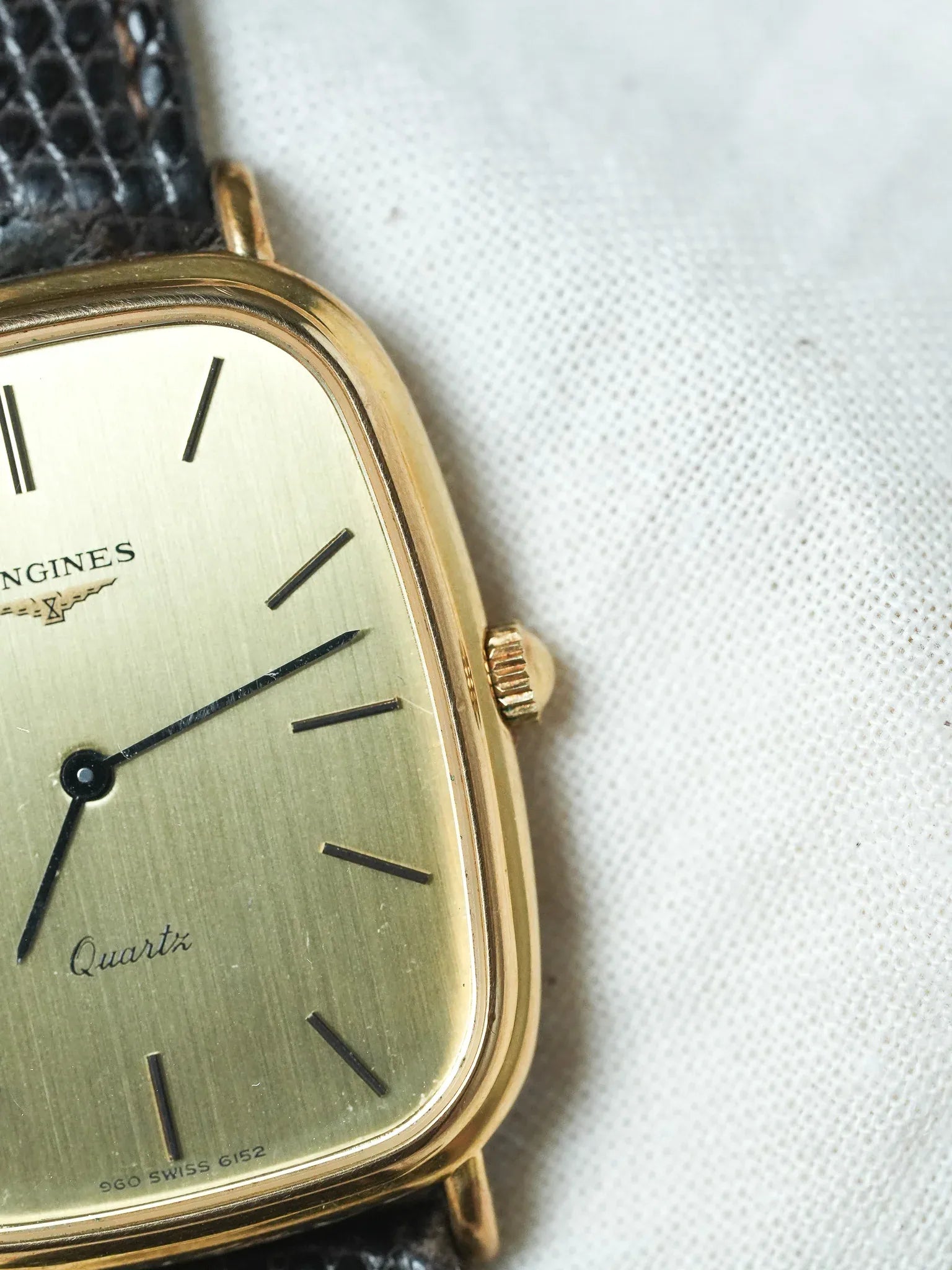 Longines - Tonneau Allongé plaqué Or index onyx - 1980s - Atelier Victor