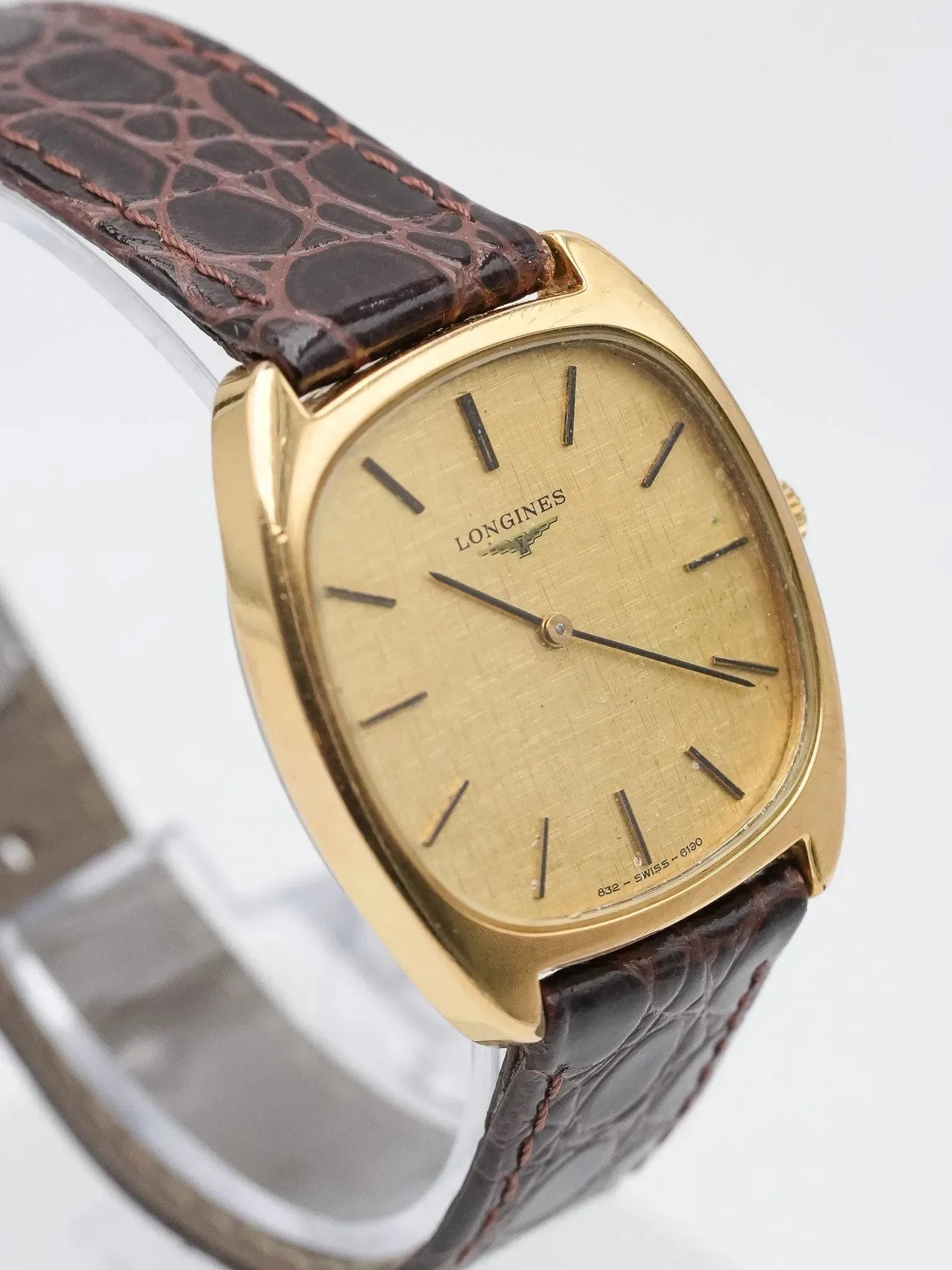 Longines - Tonneau Lin plaqué or meca - 1980s - Atelier Victor