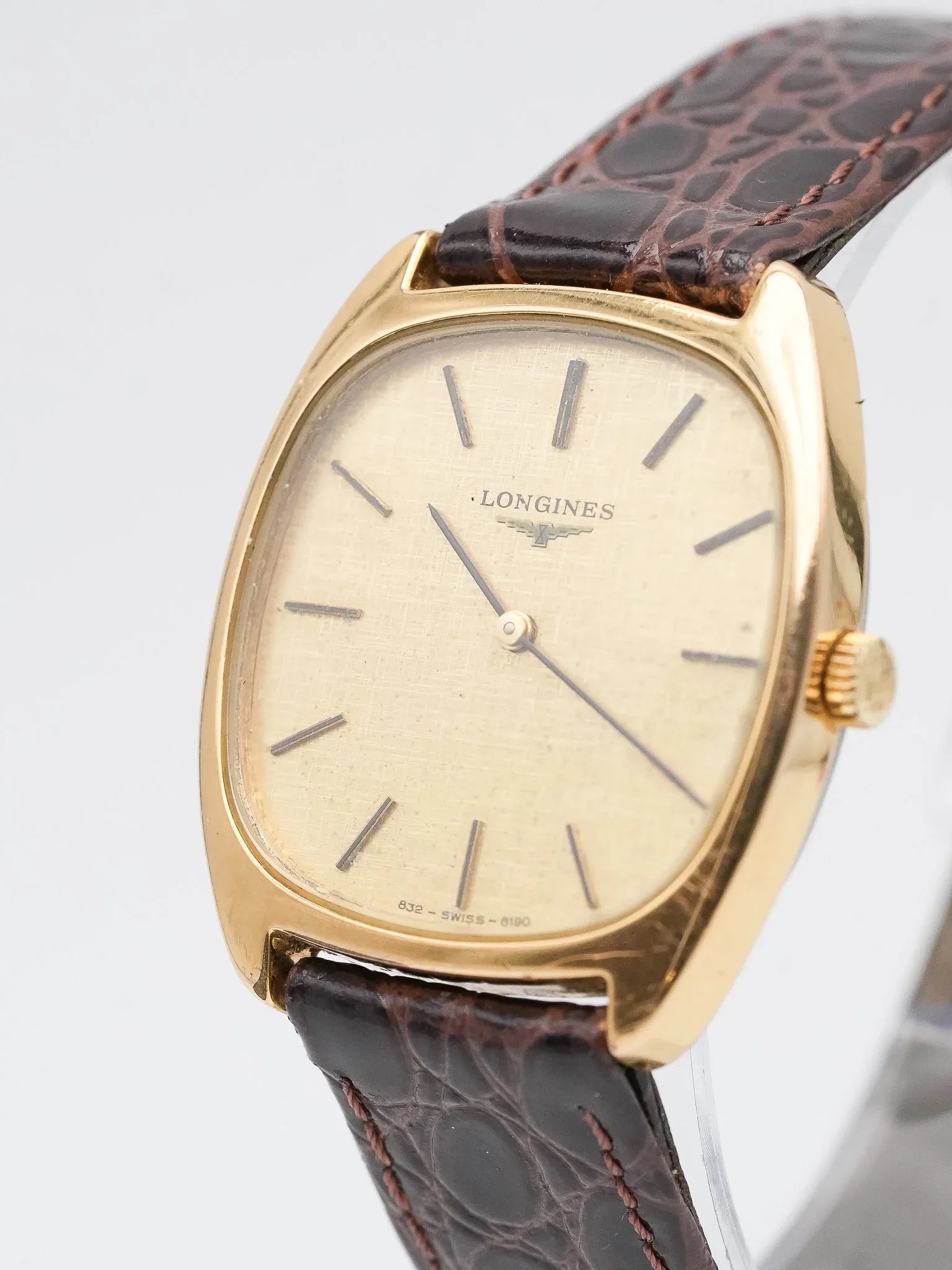 Longines - Tonneau Lin plaqué or meca - 1980s - Atelier Victor - Vintage  Shop