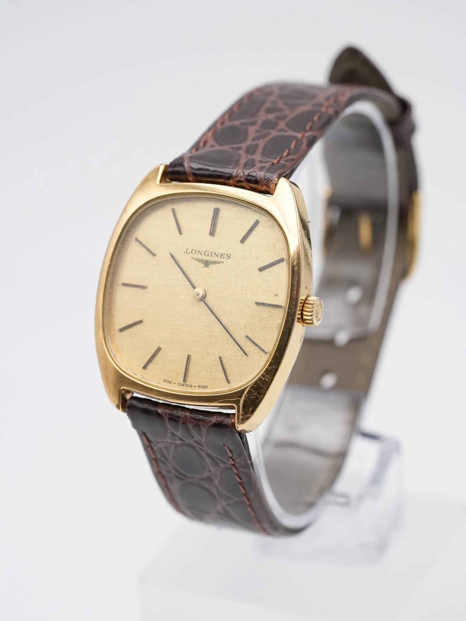 Longines - Tonneau Lin plaqué or meca - 1980s - Atelier Victor - Vintage  Shop