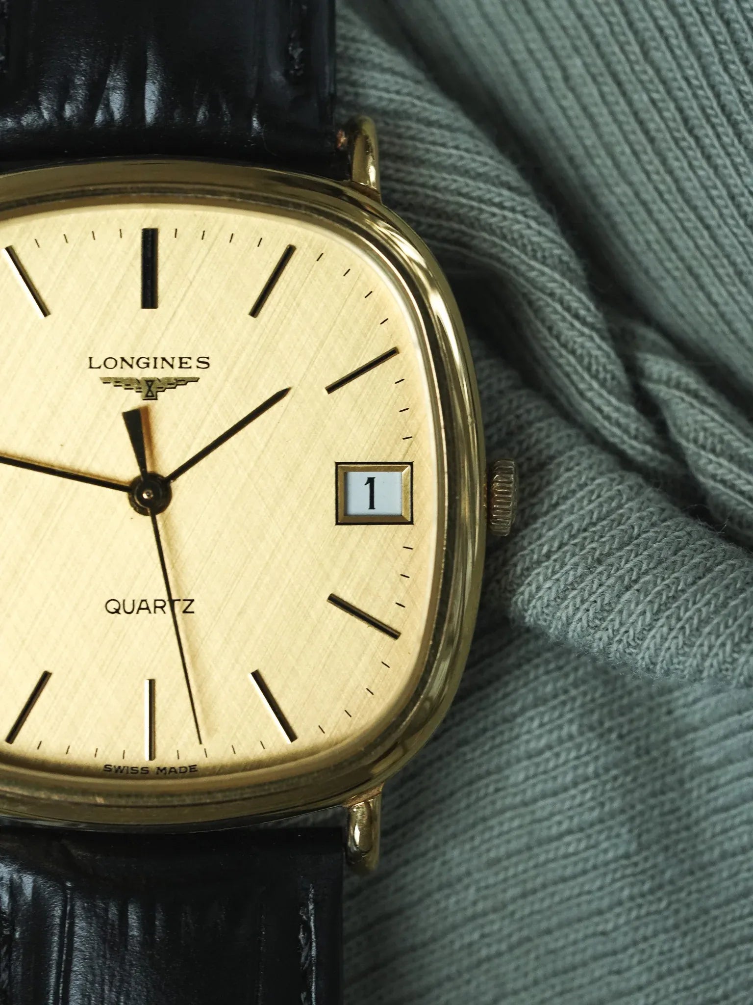 Longines - Gold-plated TV Date Linen Dial - 1980s 