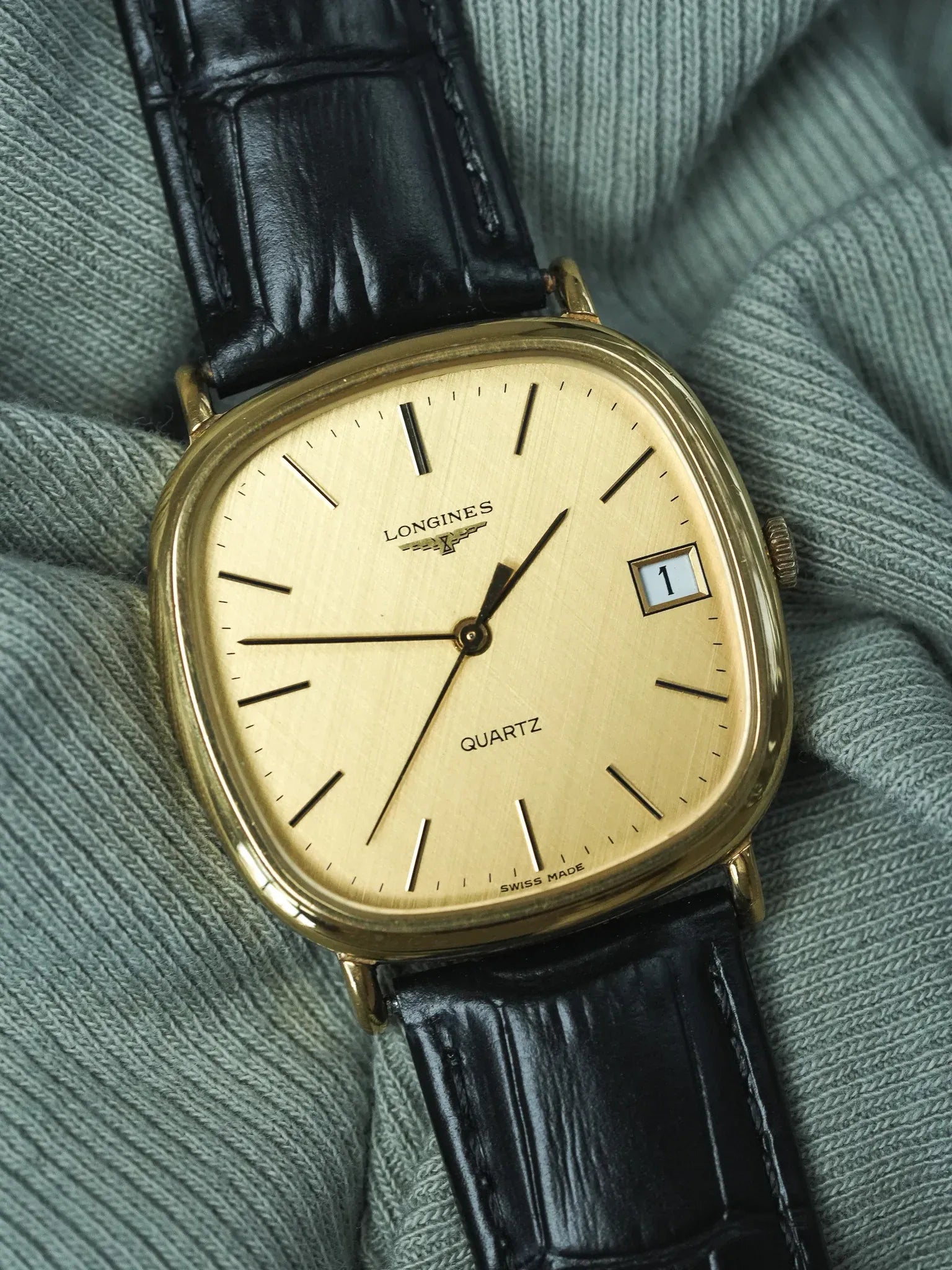 Longines - Gold-plated TV Date Linen Dial - 1980s 
