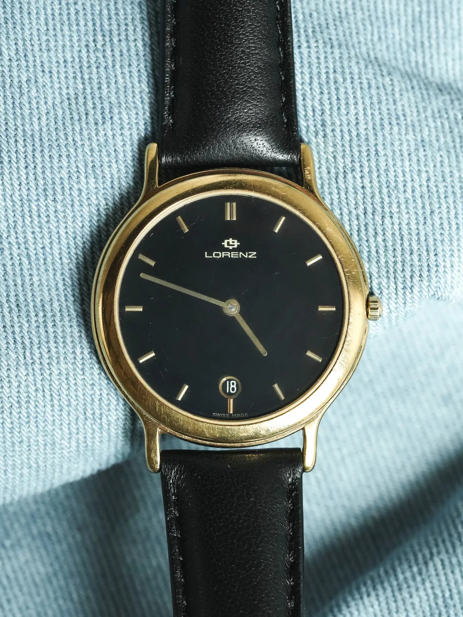 Lorenz - Plaqué or noir date 6h - 1990s - Atelier Victor - Vintage  Shop