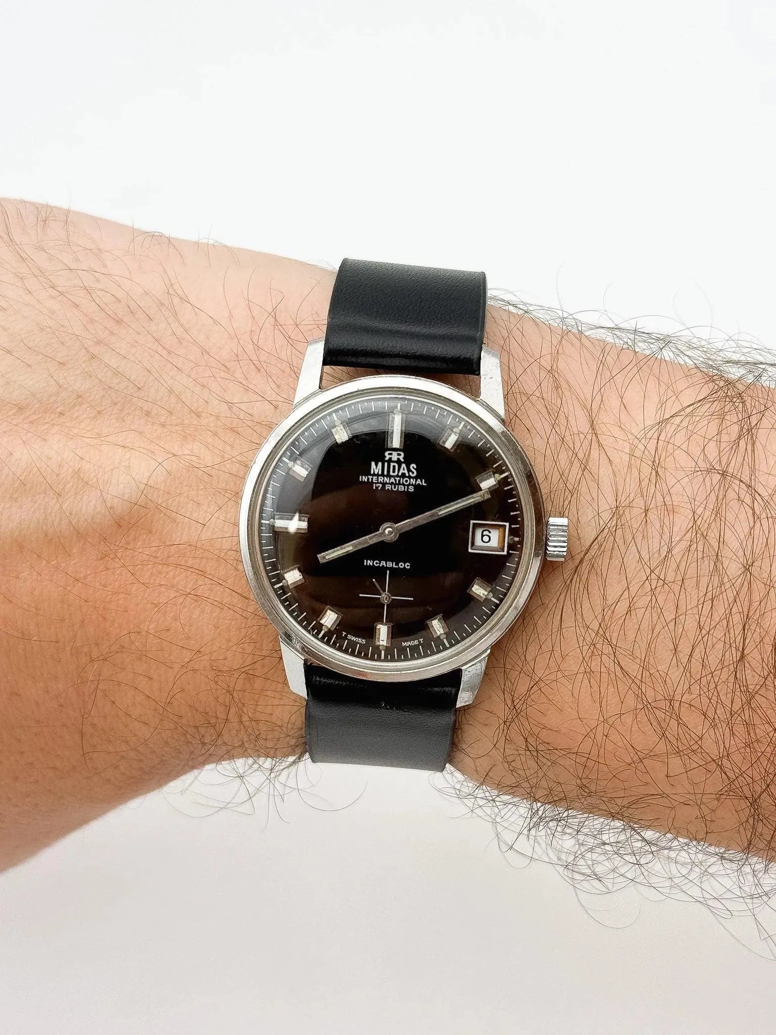 Midas - Black Sub-Seconds - 1970s - Atelier Victor Paris - Vintage Watch Shop Dubai