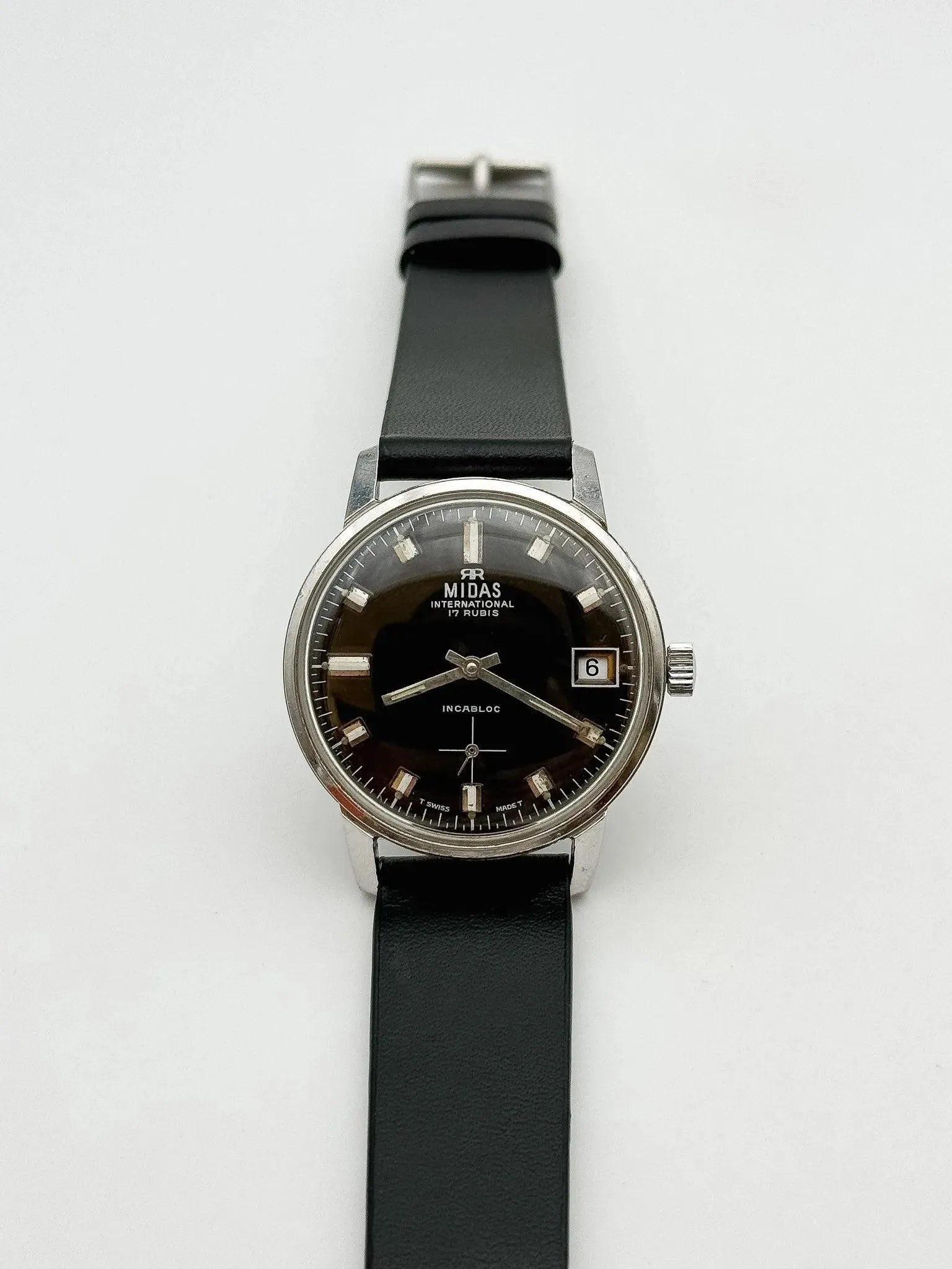 Midas - Black Sub-Seconds - 1970s - Atelier Victor Paris - Vintage Watch Shop Dubai