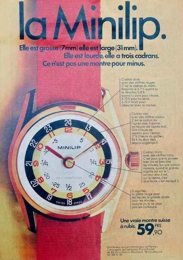 Minilip - Montre éducative Lip - 1969 - Atelier Victor Paris - Vintage Watch Shop Dubai