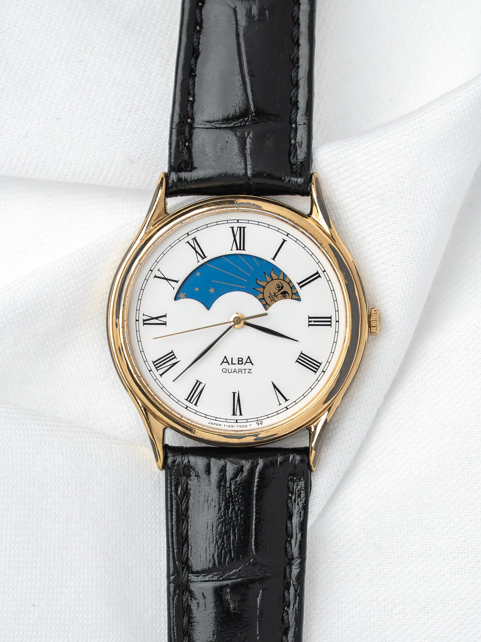 Montre Alba Seiko Jour-Nuit Plaqué Or — Cadran Blanc (1994)