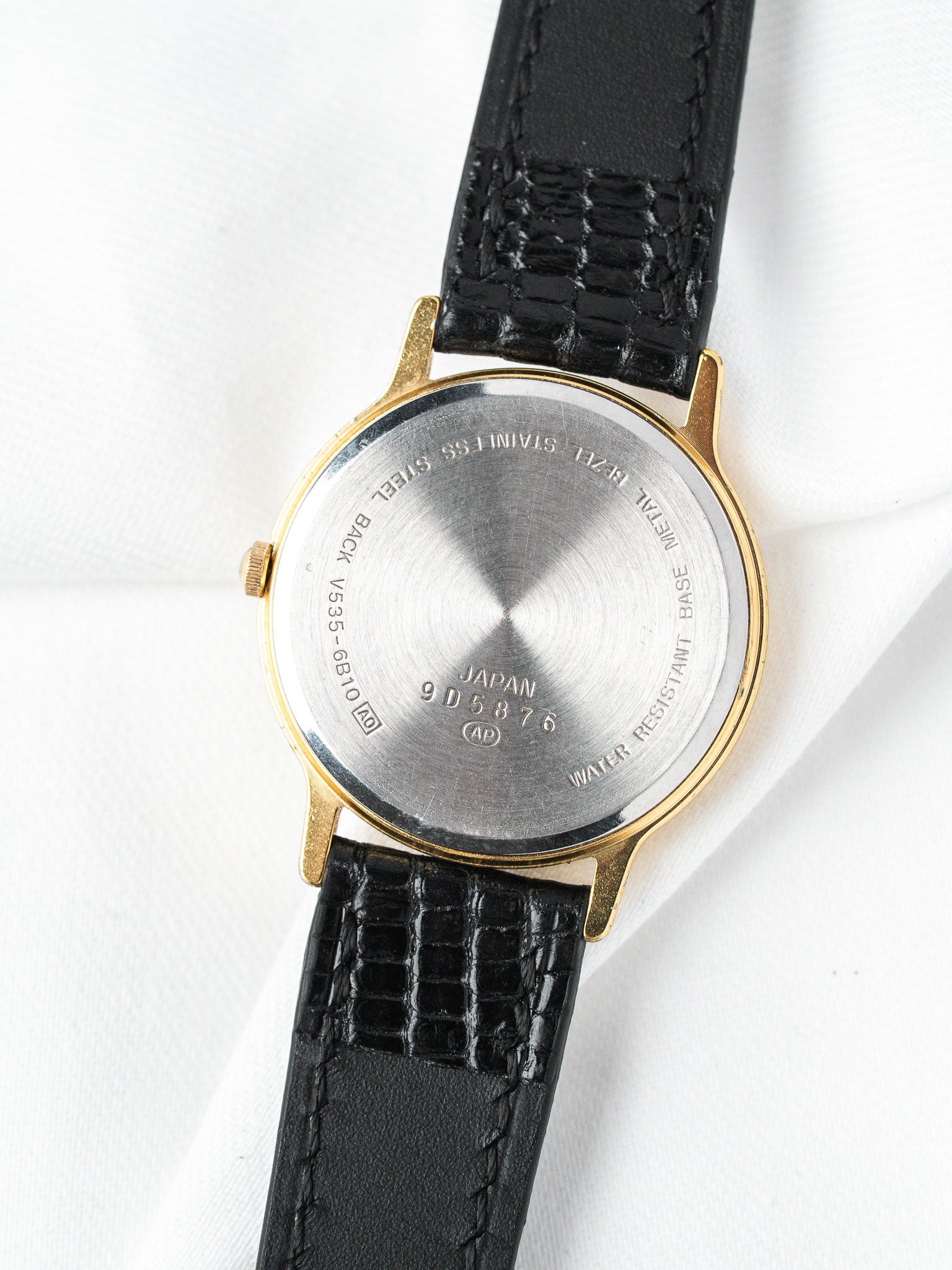 Reloj Alba Soleil-Lune V535-6B10 — Esfera plateada escarchada (1989) 