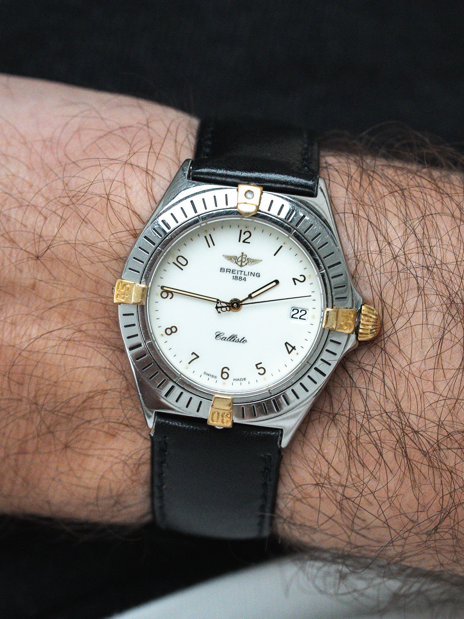 Vintage Breitling Callisto Watch - Steel White Gold (1990s 