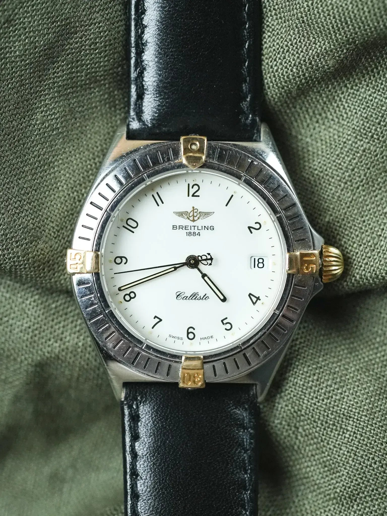 Vintage Breitling Callisto Watch - Steel White Gold (1990s 