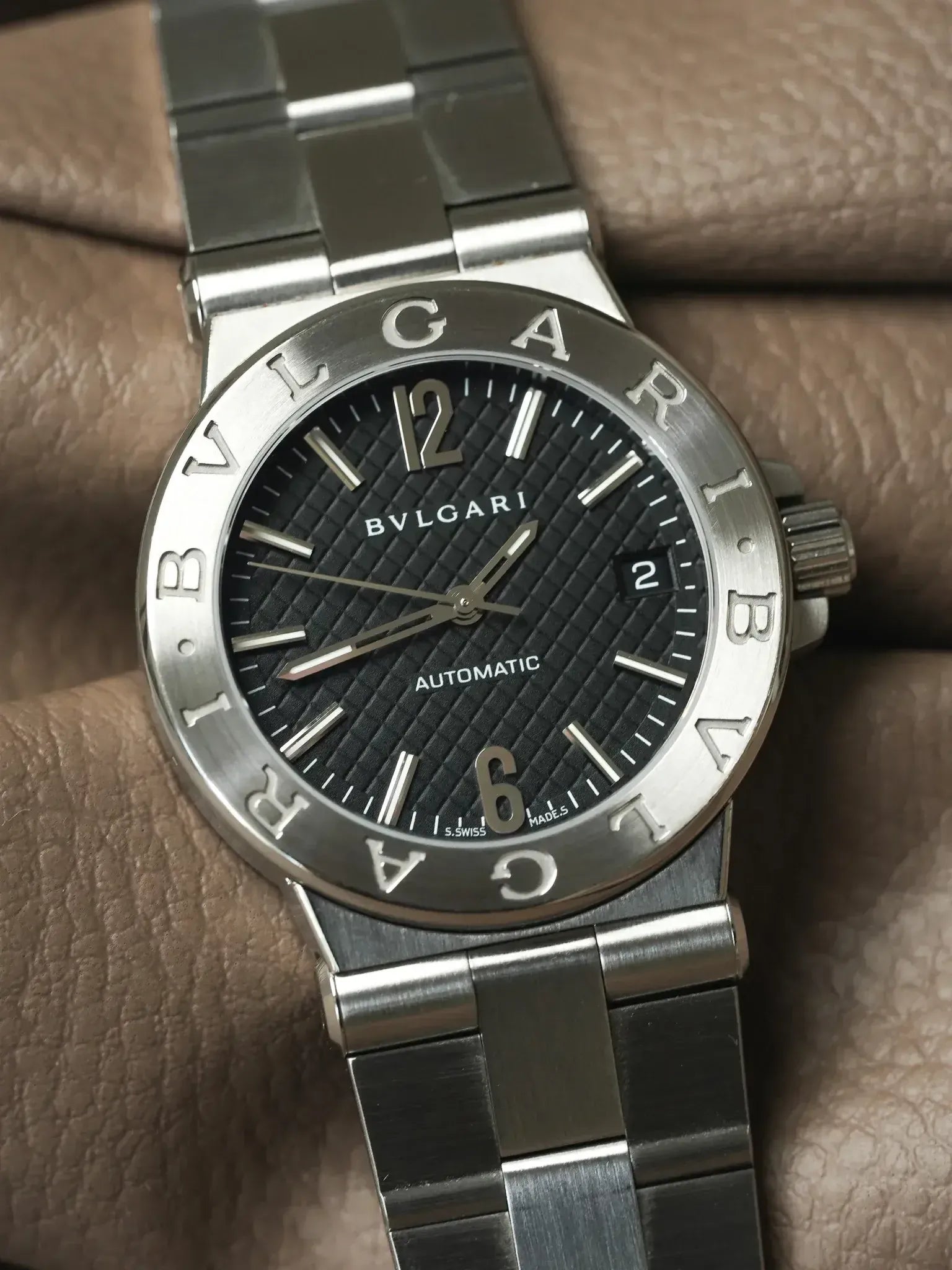Montre Bvlgari Diagono (Années 2010) - Réf. DG35S Noir Clous de Paris - Atelier Victor