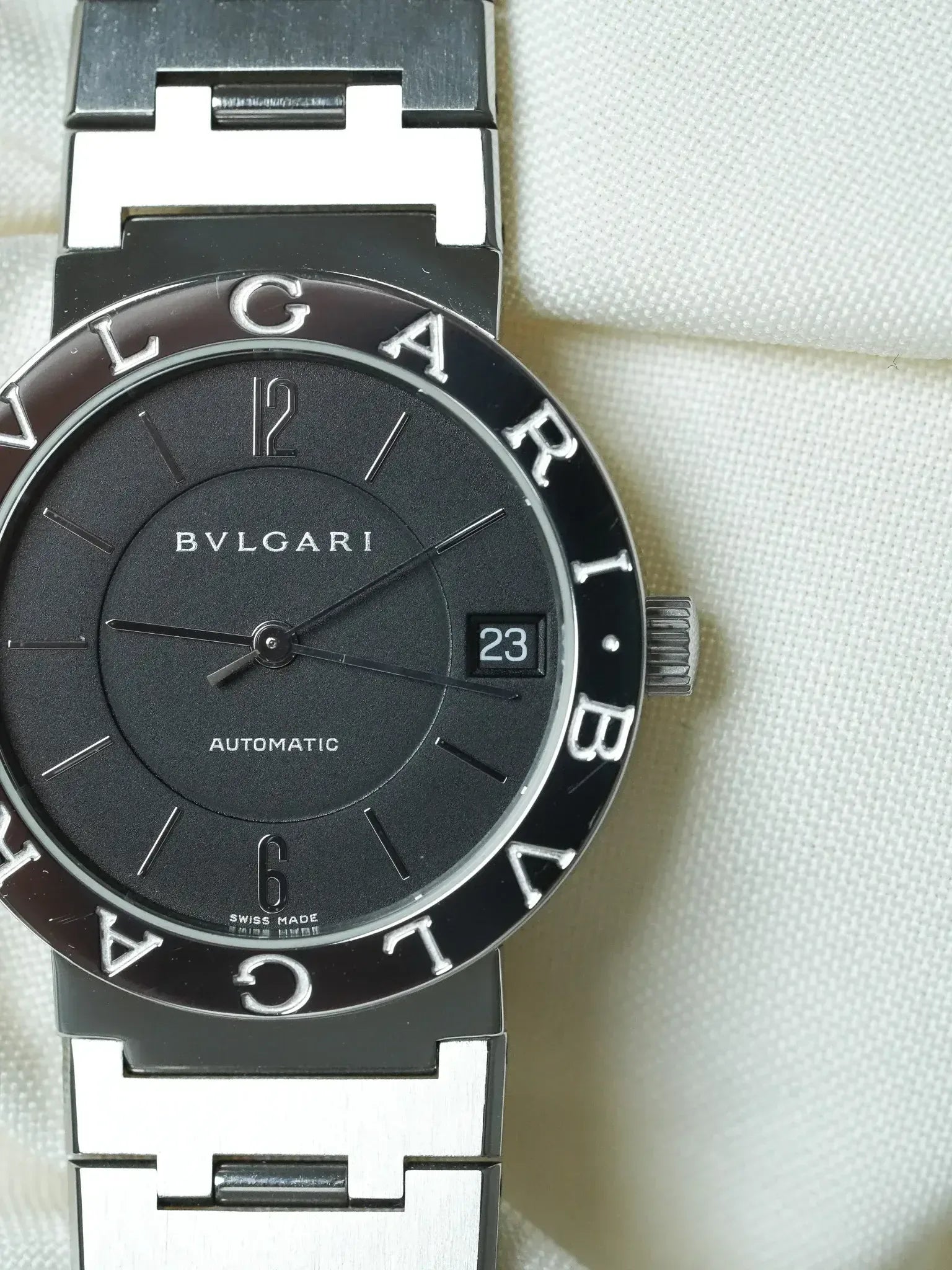 Montre Bvlgari Diagono BB33SS Acier (Années 2000) – Automatique & Cadran Noir - Atelier Victor