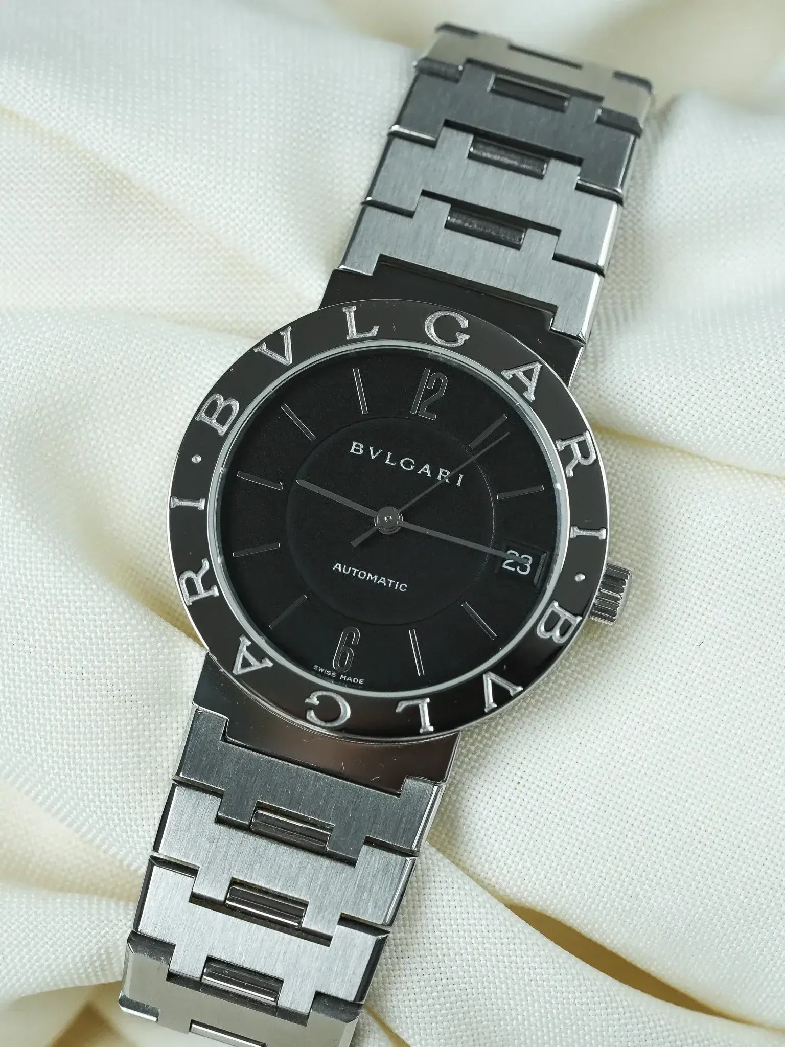 Montre Bvlgari Diagono BB33SS Acier (Années 2000) – Automatique & Cadran Noir - Atelier Victor