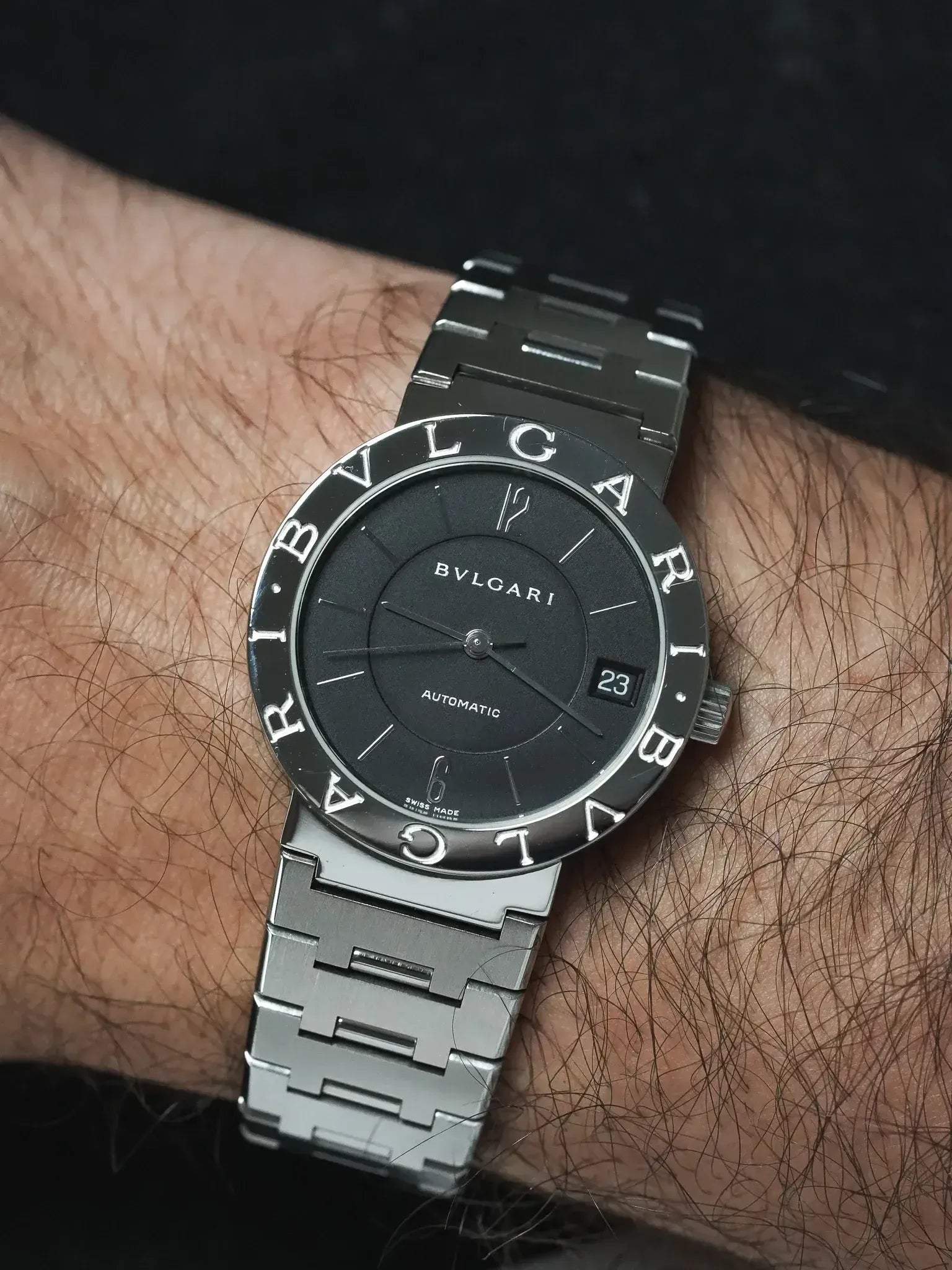 Montre Bvlgari Diagono BB33SS Acier (Années 2000) – Automatique & Cadran Noir - Atelier Victor