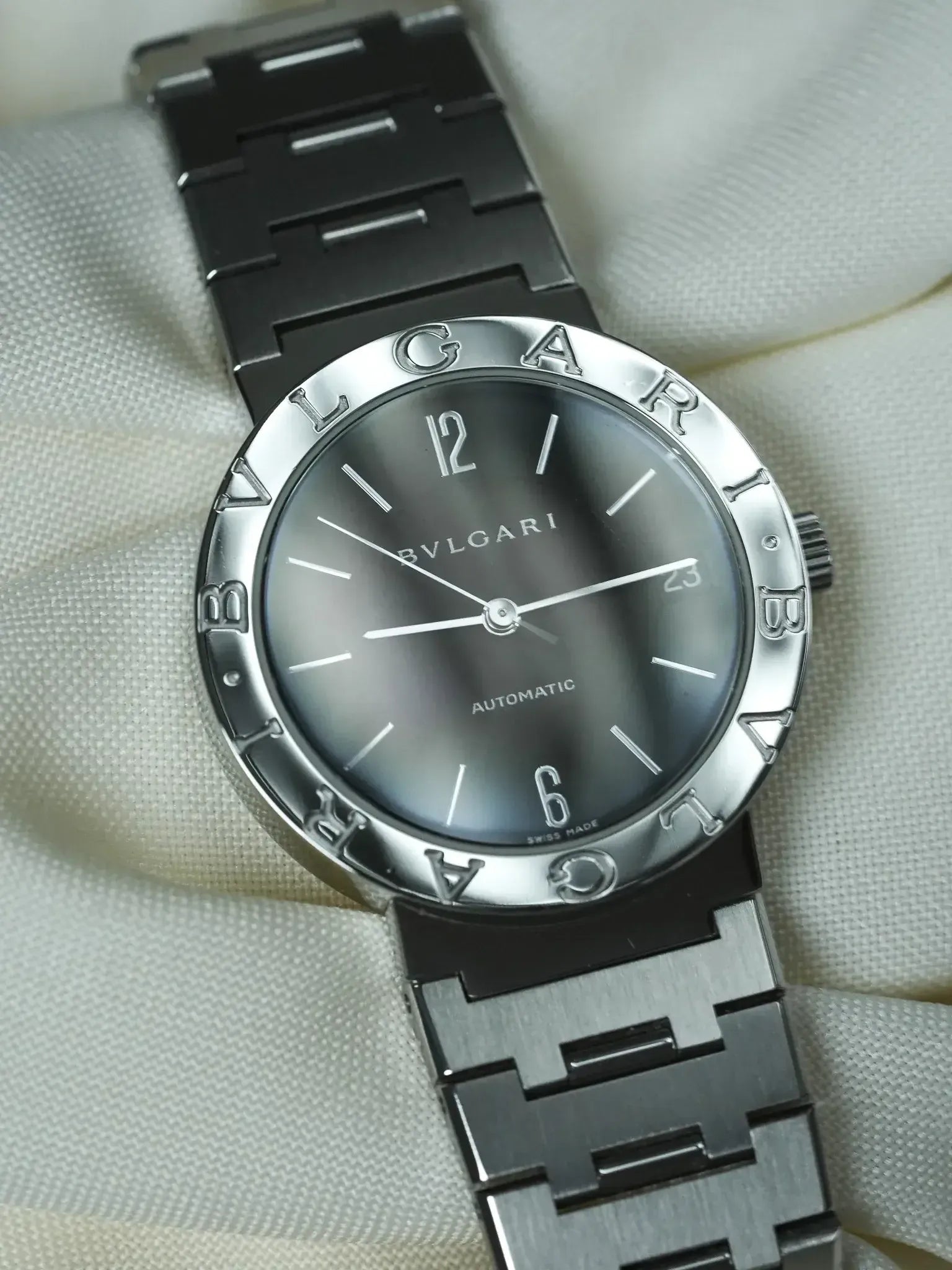 Montre Bvlgari Diagono BB33SS Acier (Années 2000) – Automatique & Cadran Noir - Atelier Victor