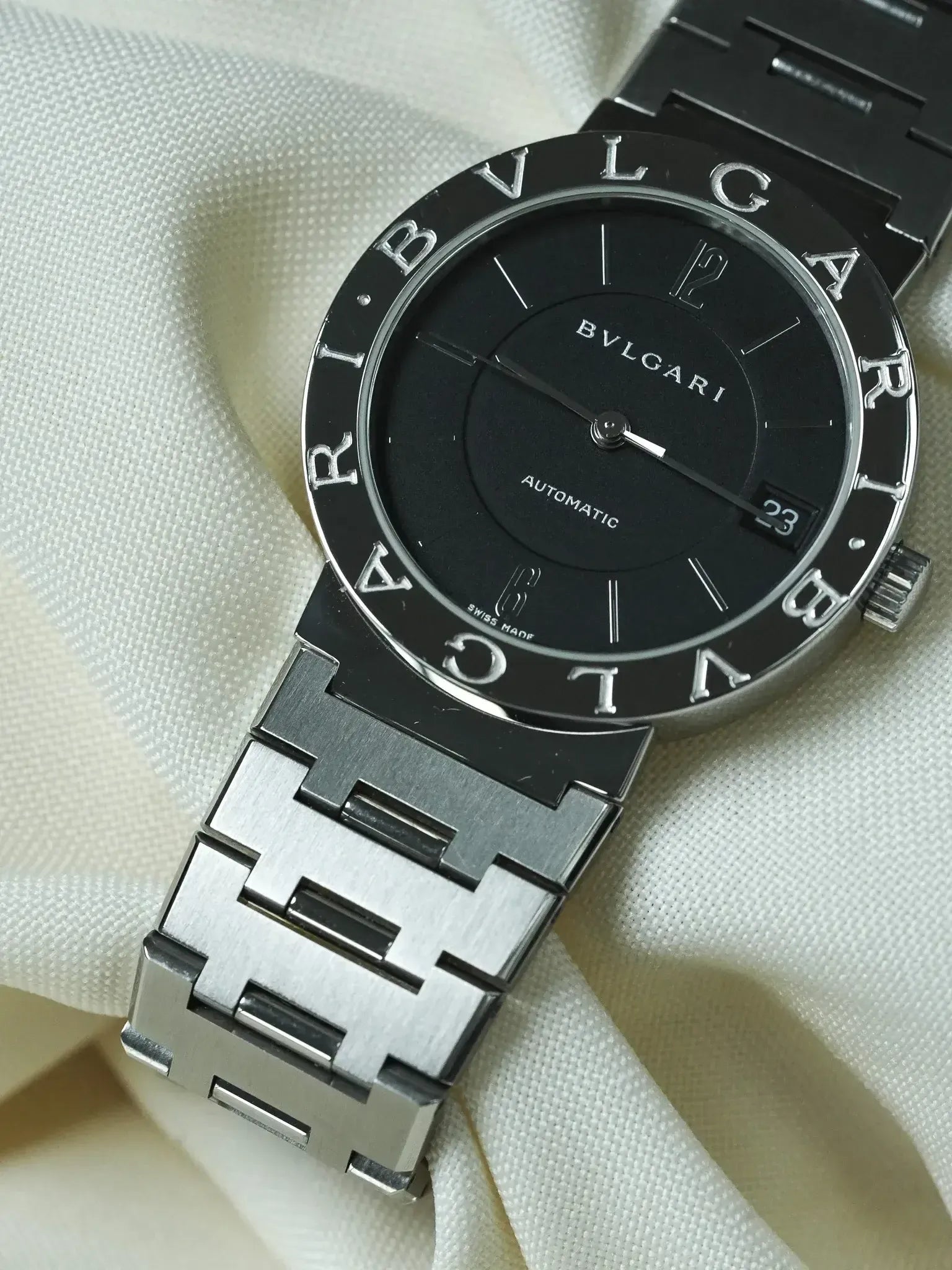 Montre Bvlgari Diagono BB33SS Acier (Années 2000) – Automatique & Cadran Noir - Atelier Victor
