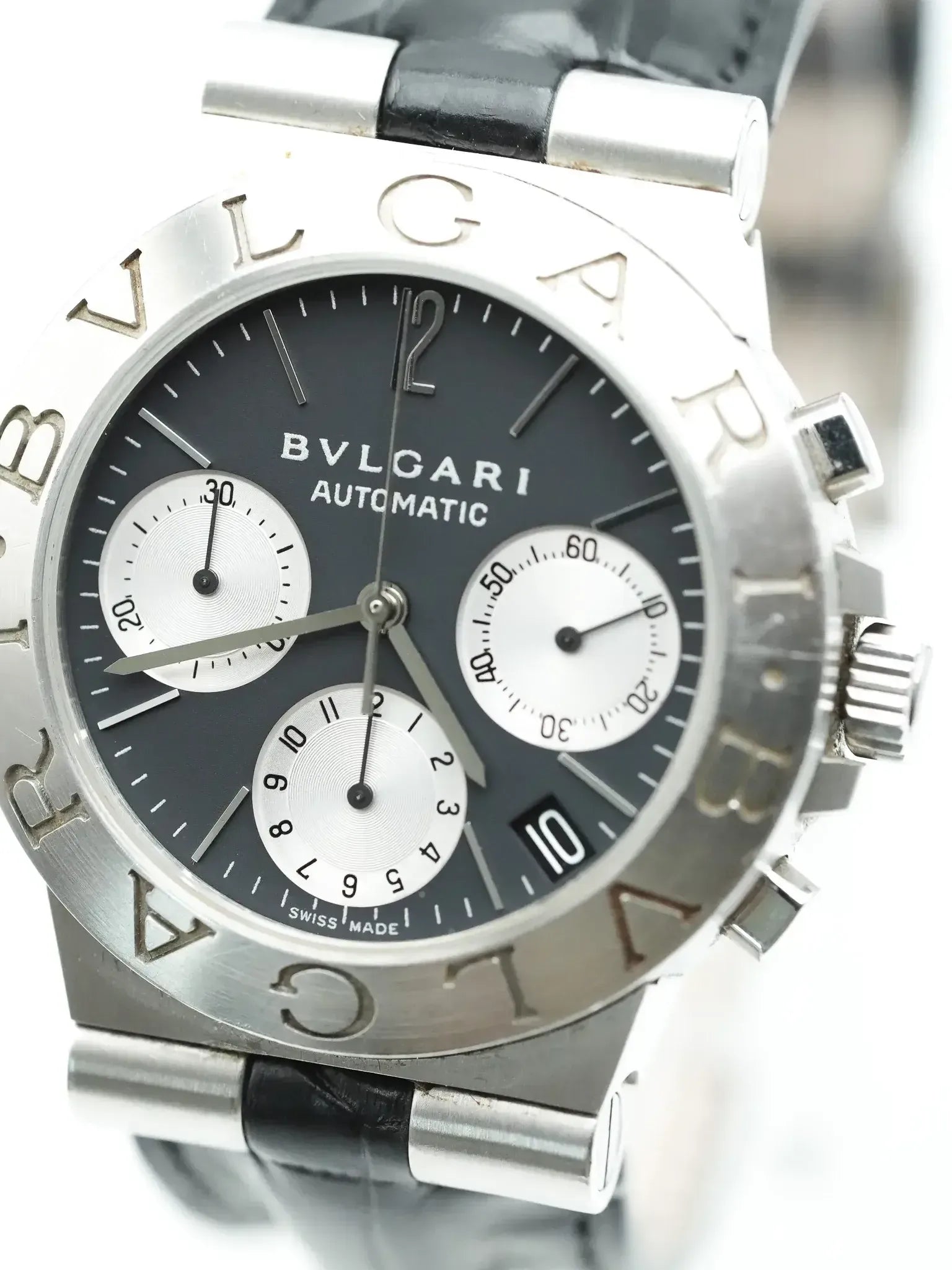 Montre Bvlgari Diagono Chronographe CH35S - Acier Automatique Alligator (Années 1990) - Atelier Victor