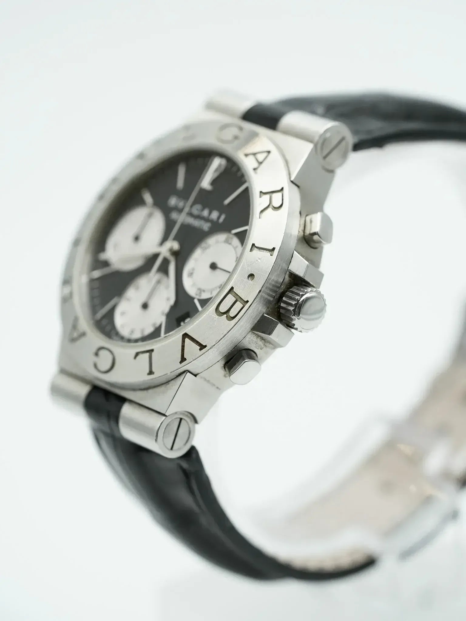 Montre Bvlgari Diagono Chronographe CH35S - Acier Automatique Alligator (Années 1990) - Atelier Victor