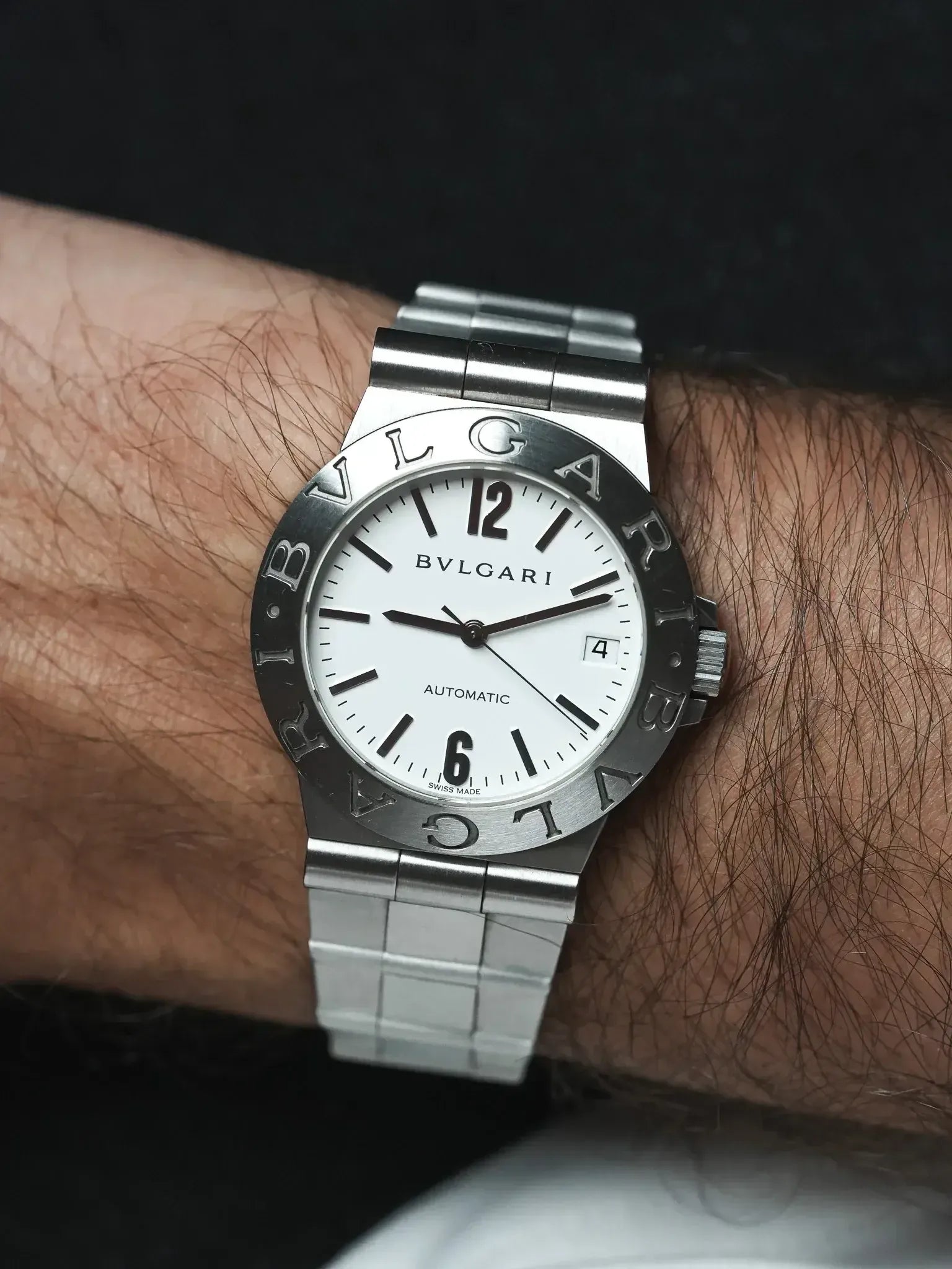 Bvlgari Diagono LCV35S Watch - Automatic Steel White Dial
