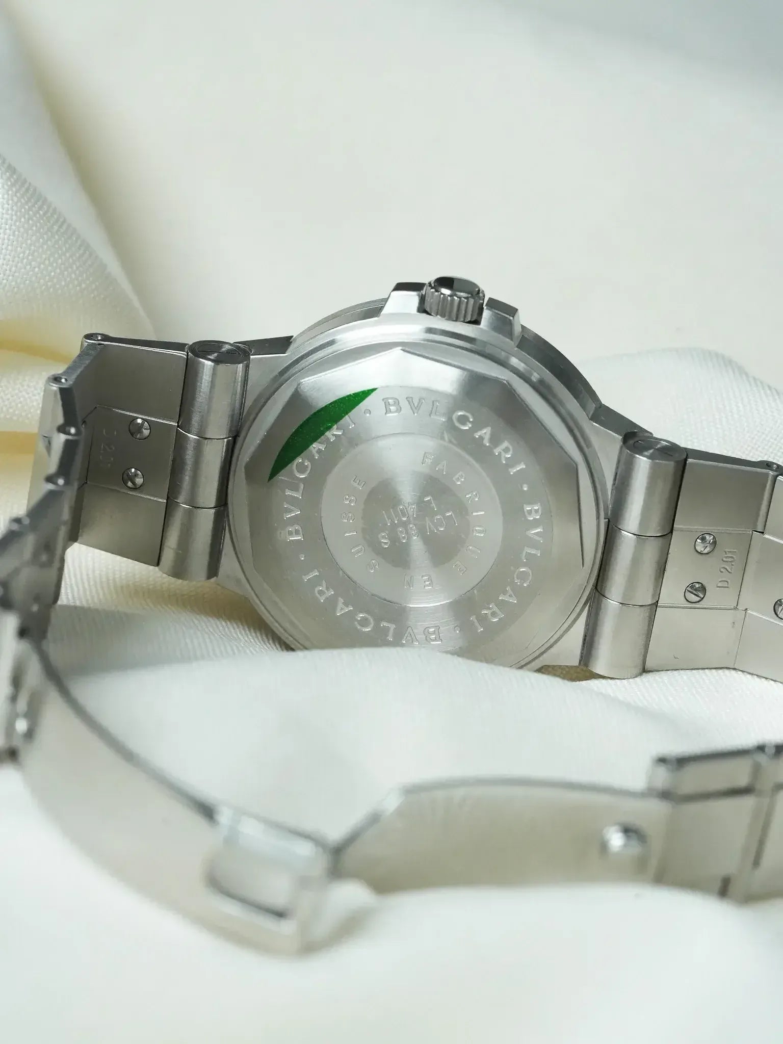 宝格丽Diagono LCV38S手表（2005年）- 不锈钢自动白色表盘 