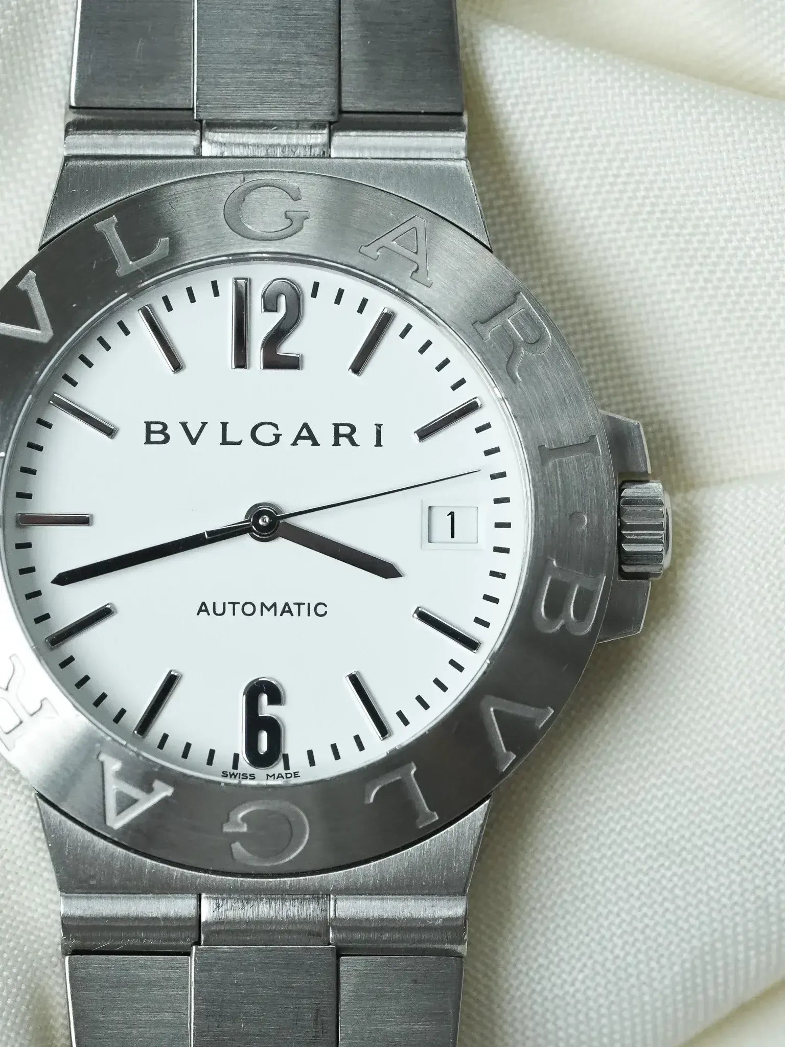 Bvlgari Diagono LCV38S Watch (2005) - Automatic Steel White Dial