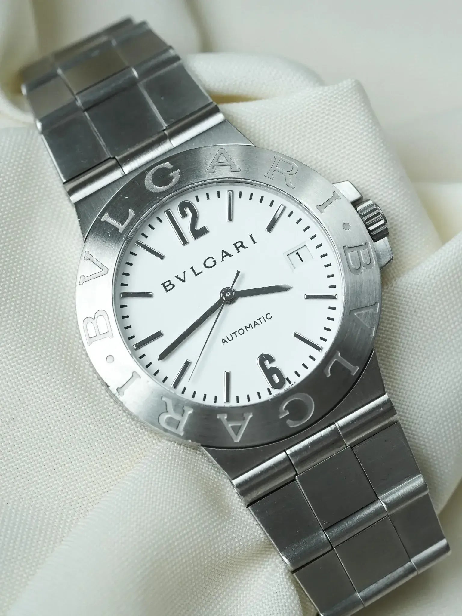 Bvlgari Diagono LCV38S Watch (2005) - Automatic Steel White Dial