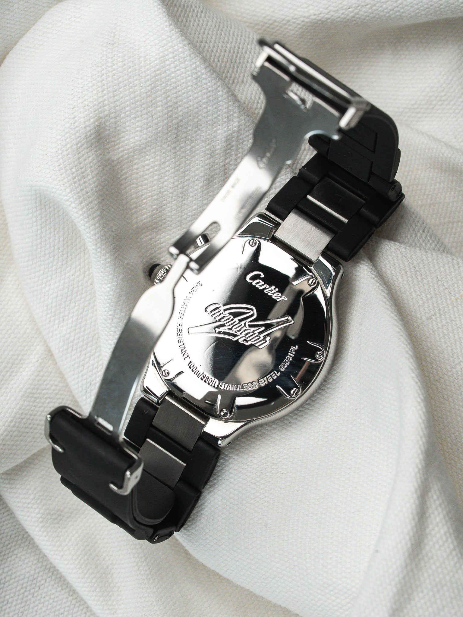 Часы Cartier Chronoscaph 21 сталь 2424 — черный циферблат (2003) 