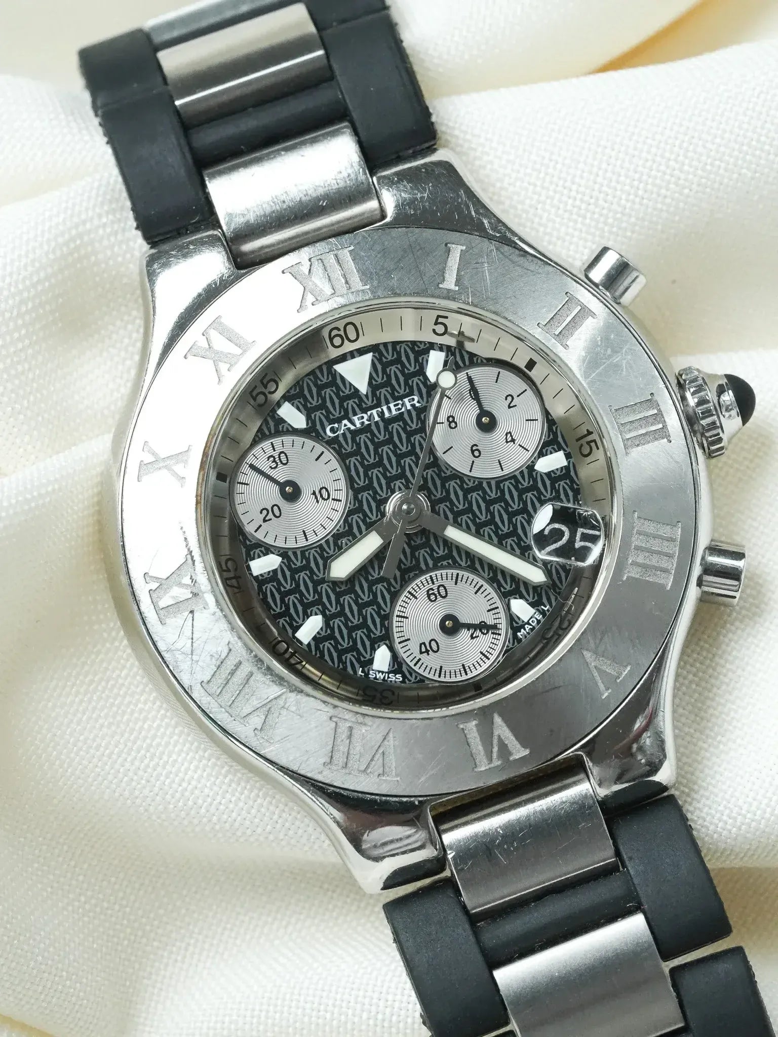 Watch Cartier Must 21 Chronoscaph (2000s) – Ref. 2424 Black & Steel 