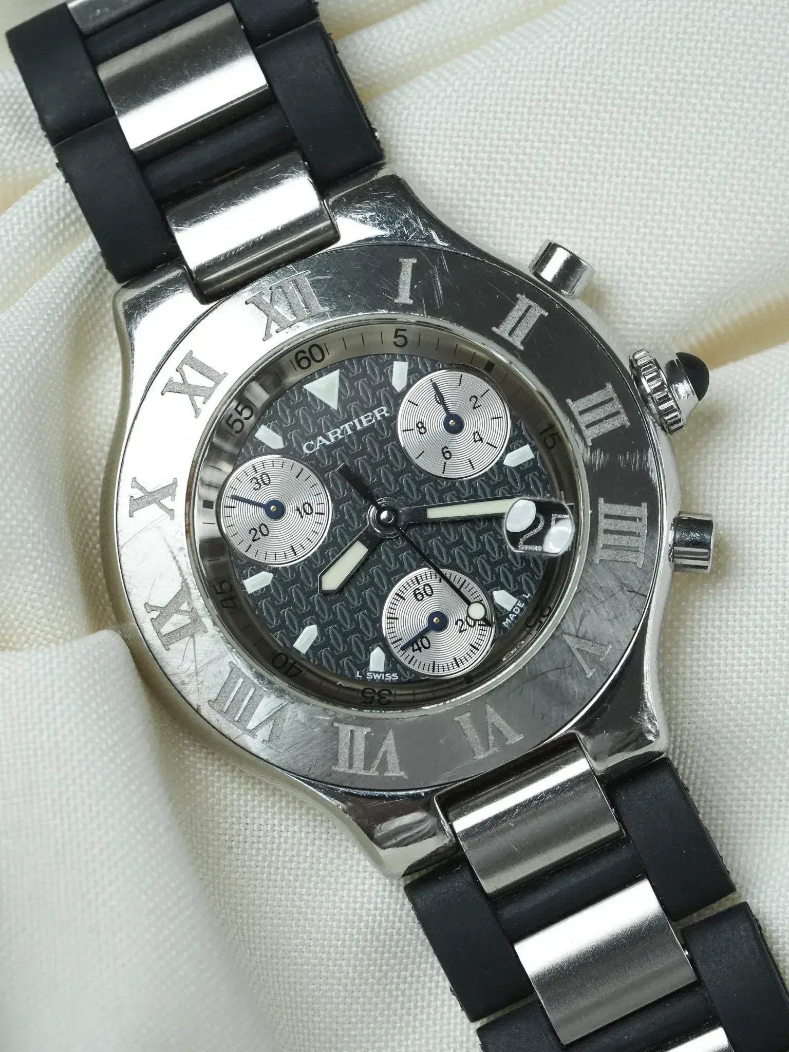 Watch Cartier Must 21 Chronoscaph (2000s) – Ref. 2424 Black & Steel 