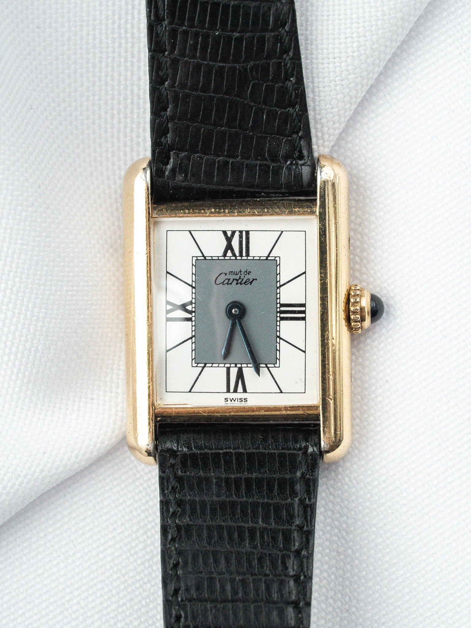 Montre Cartier Must de Cartier Tank SM - Vermeil Cadran Blanc Gris (Vintage 1990) - Atelier Victor