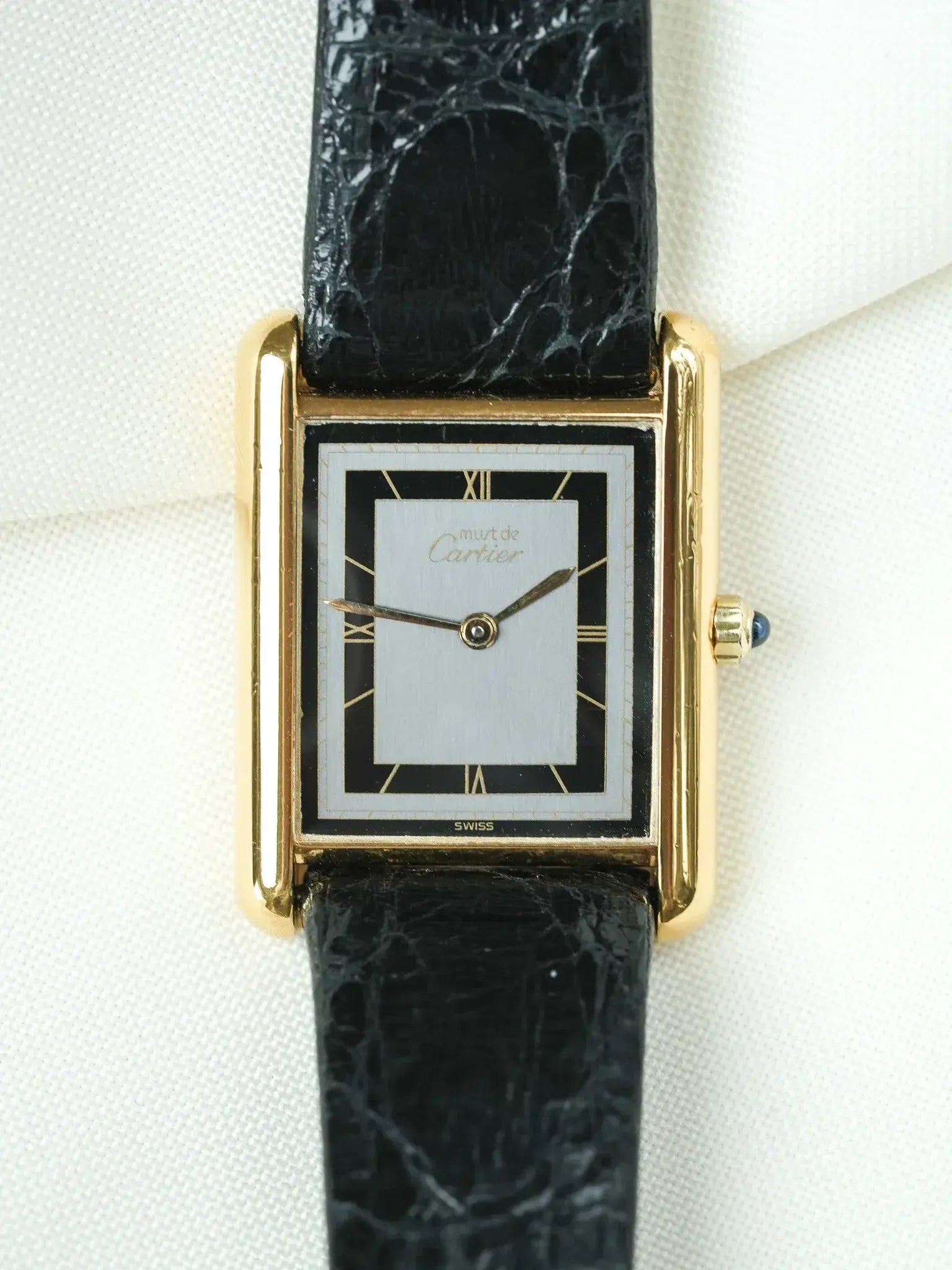 Montre Cartier Must de Cartier Tank - Vermeil Quartz Cadran Gris (Années 1980) - Atelier Victor