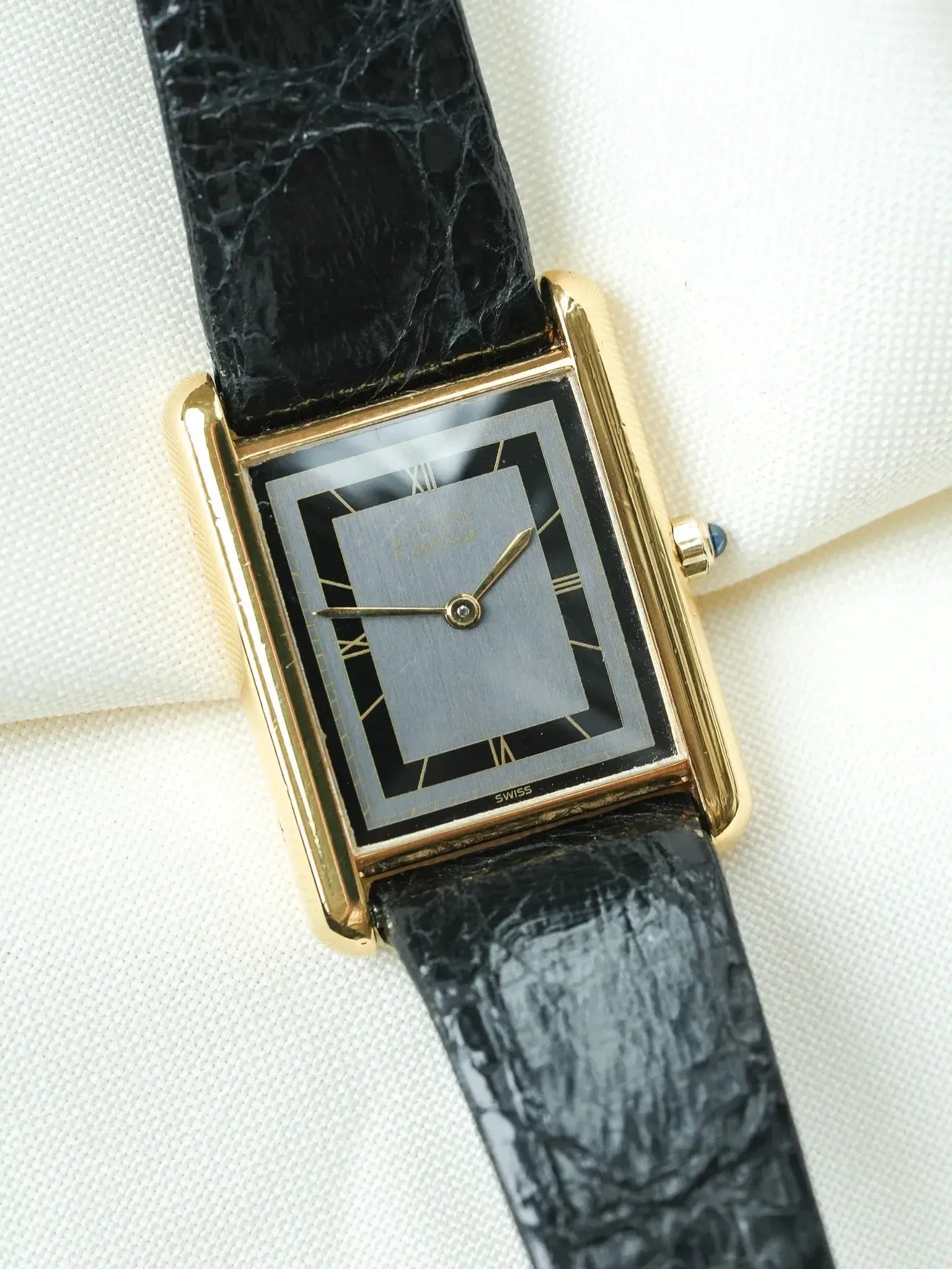 Montre Cartier Must de Cartier Tank - Vermeil Quartz Cadran Gris (Années 1980) - Atelier Victor
