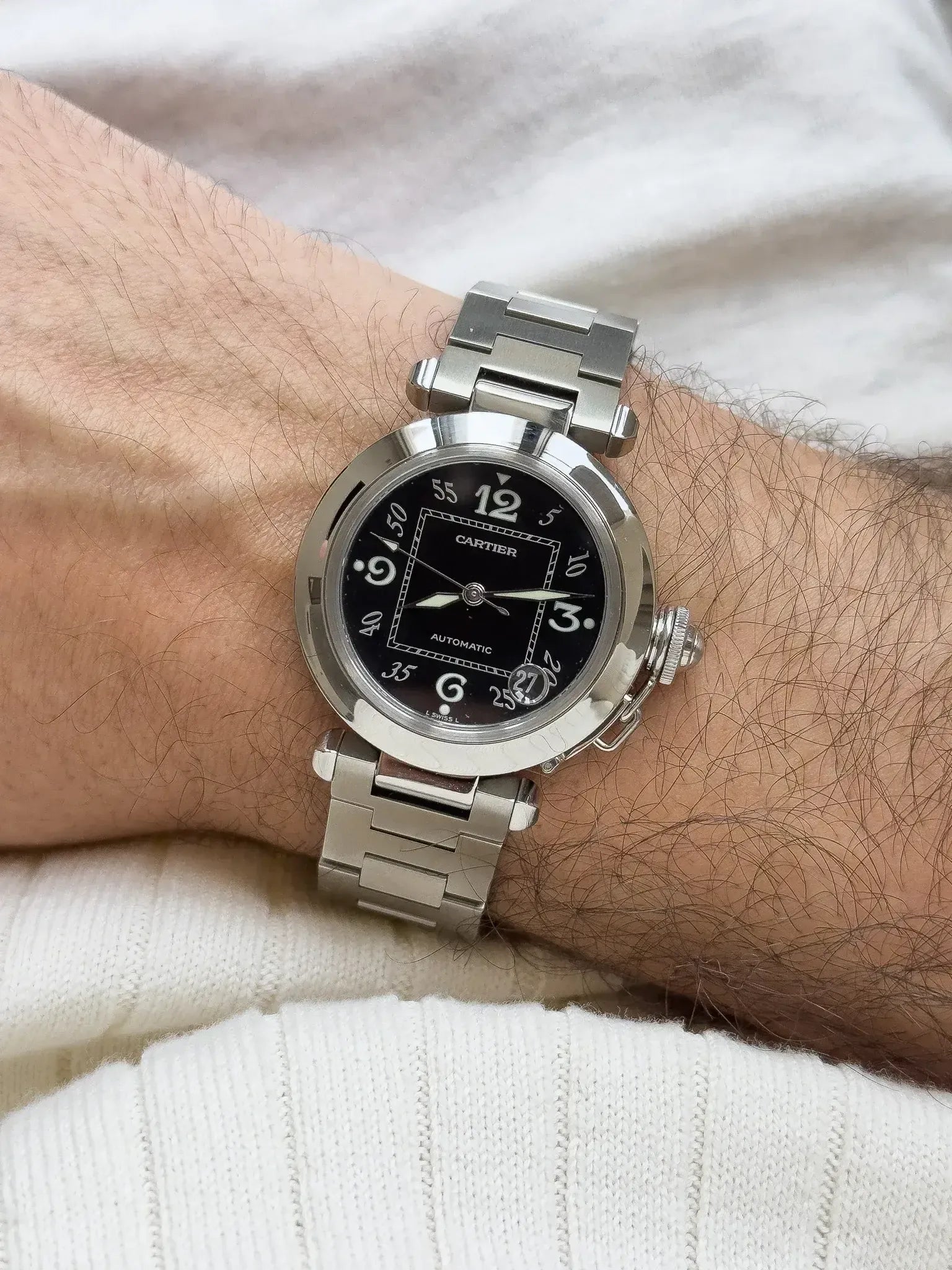 Cartier - Pasha Date 35mm Cadra noir - papier - 2000s - Atelier Victor