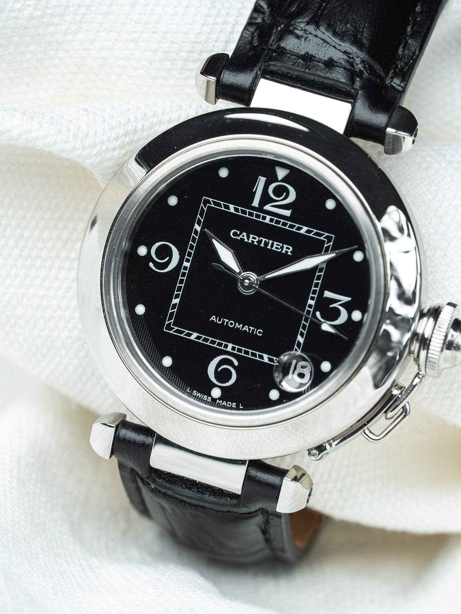ساعة Cartier Pasha C 2324 من الفولاذ أوتوماتيكية — مجموعة كاملة (2003) 