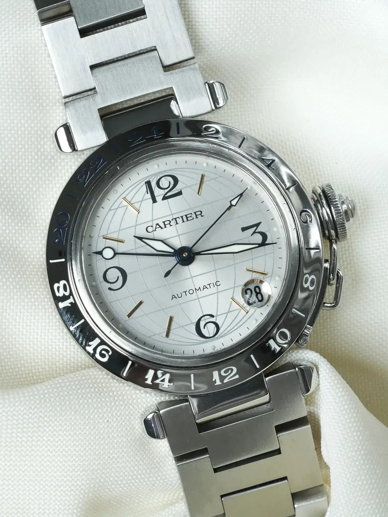 Cartier - Pasha GMT 35mm Cadran Argent Top condition - 2000s - Atelier Victor