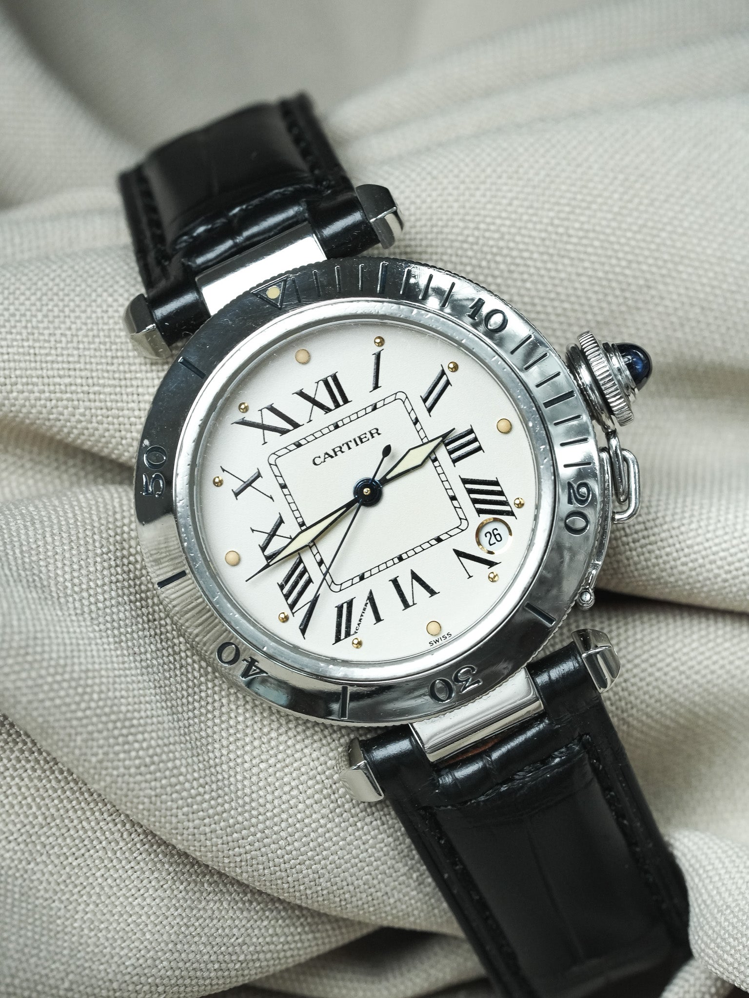 Montre Cartier Pasha Vintage - ref. R4010 Acier 35.5mm Crème (Années 2000) - Atelier Victor