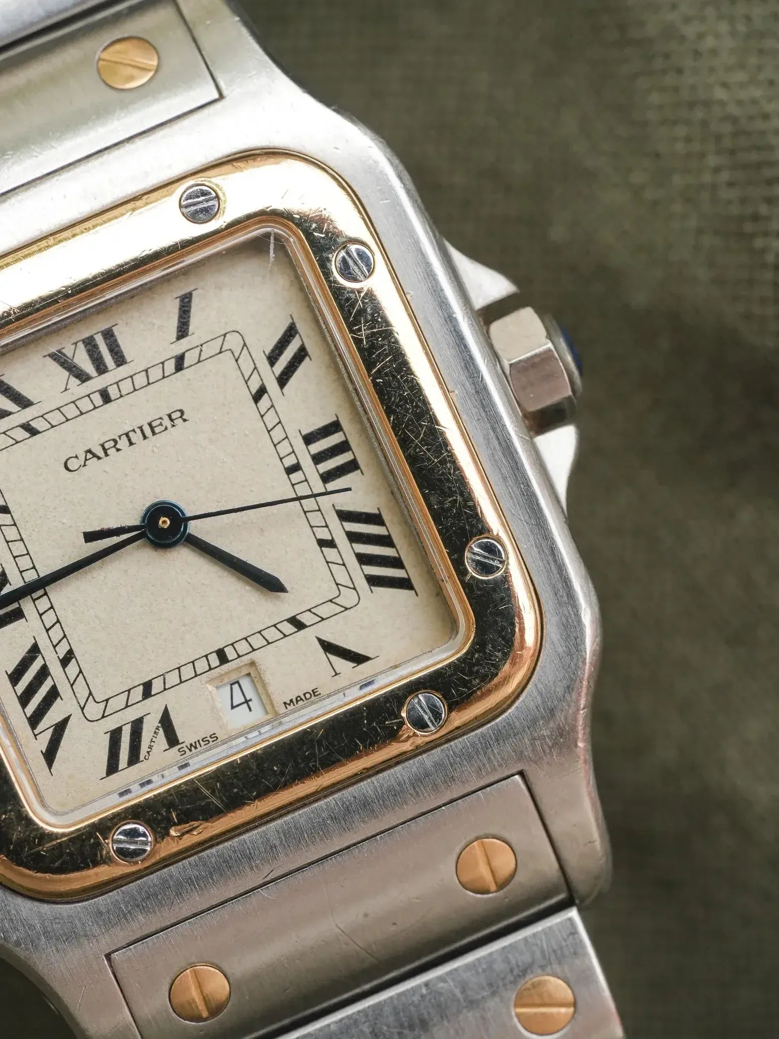Montre Cartier Santos Galbée Vintage Or et Acier 1879 (Années 1990) - Atelier Victor