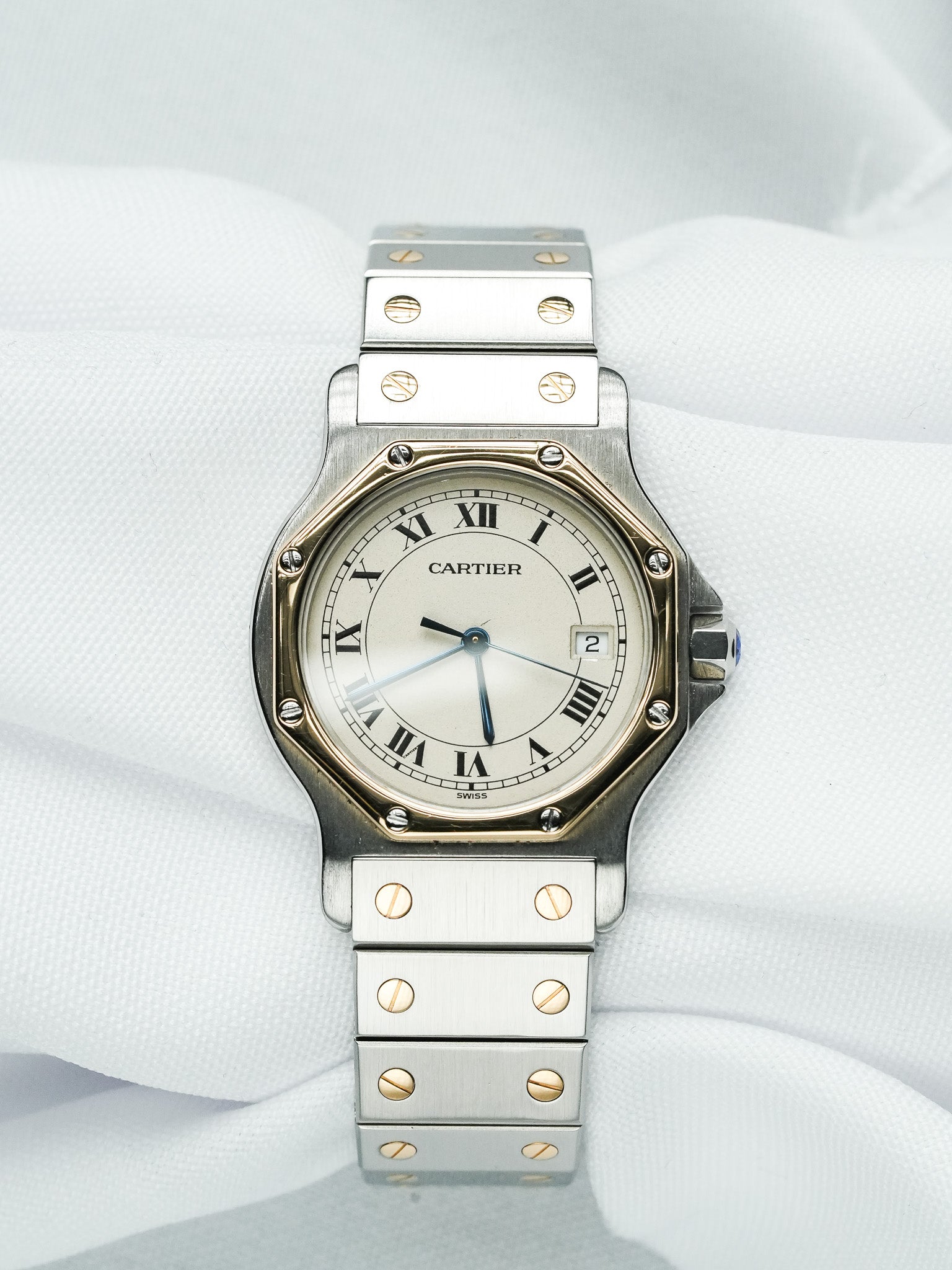 Vintage Cartier Santos Octagonal Two-Tone Watch — Gold & Steel 