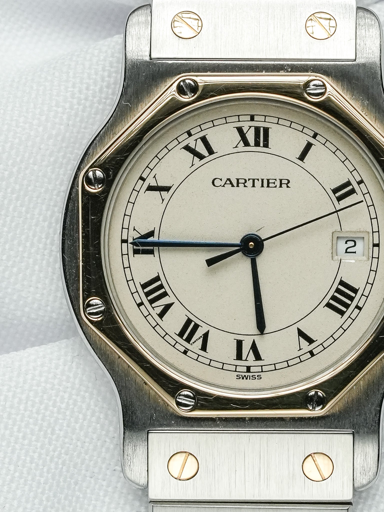 Montre Cartier Santos Octogonale Vintage - 29mm Acier Or Quartz (1980s) - Atelier Victor