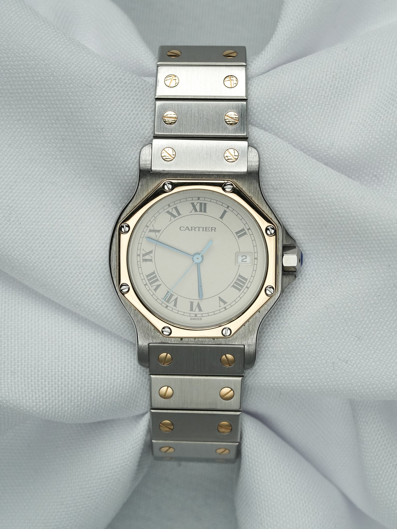 Montre Cartier Santos Octogonale Vintage - 29mm Acier Or Quartz (1980s) - Atelier Victor
