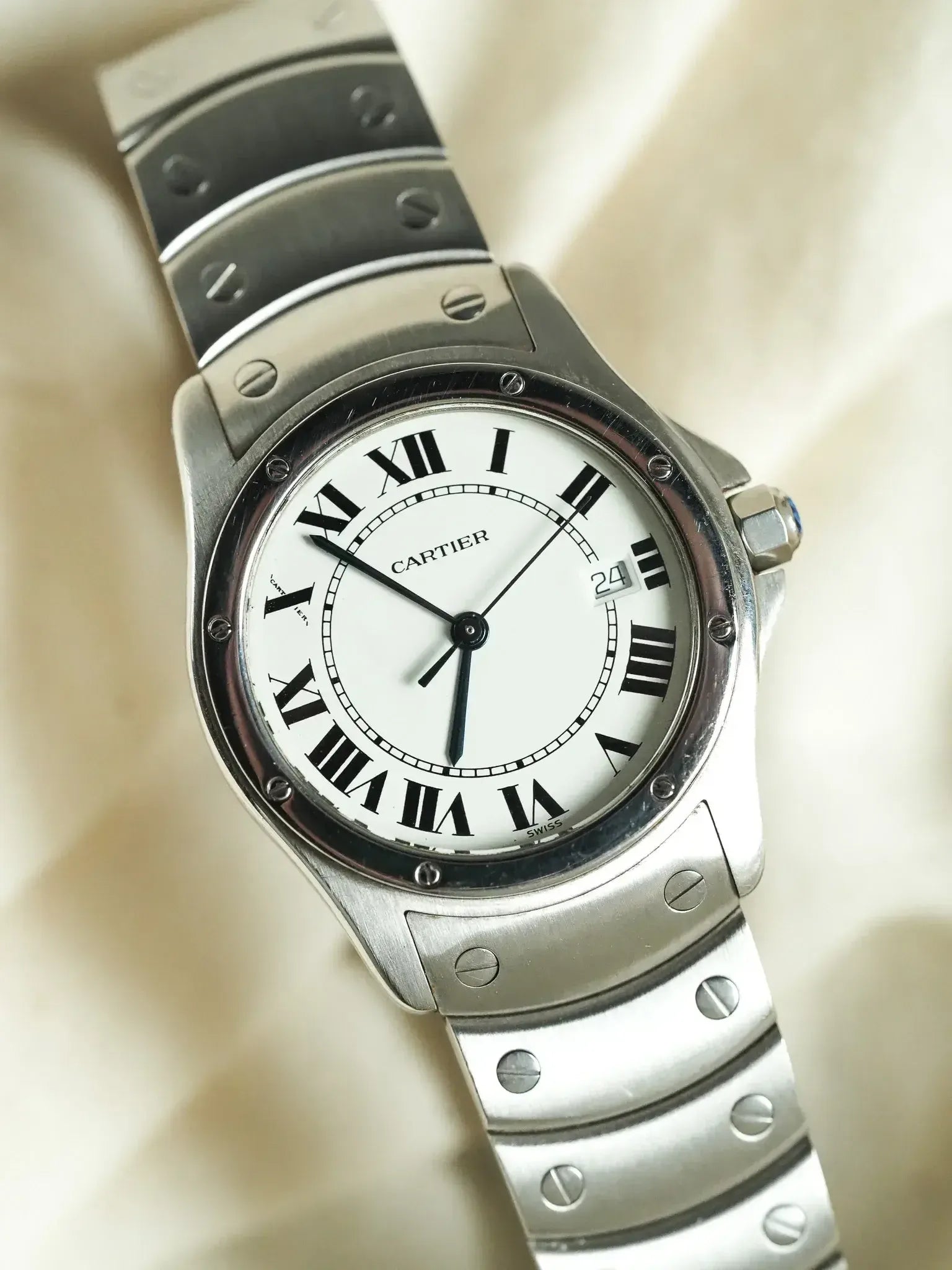 Montre Cartier Santos Ronde GM Vintage - Acier 1561 (Années 1990) - Atelier Victor