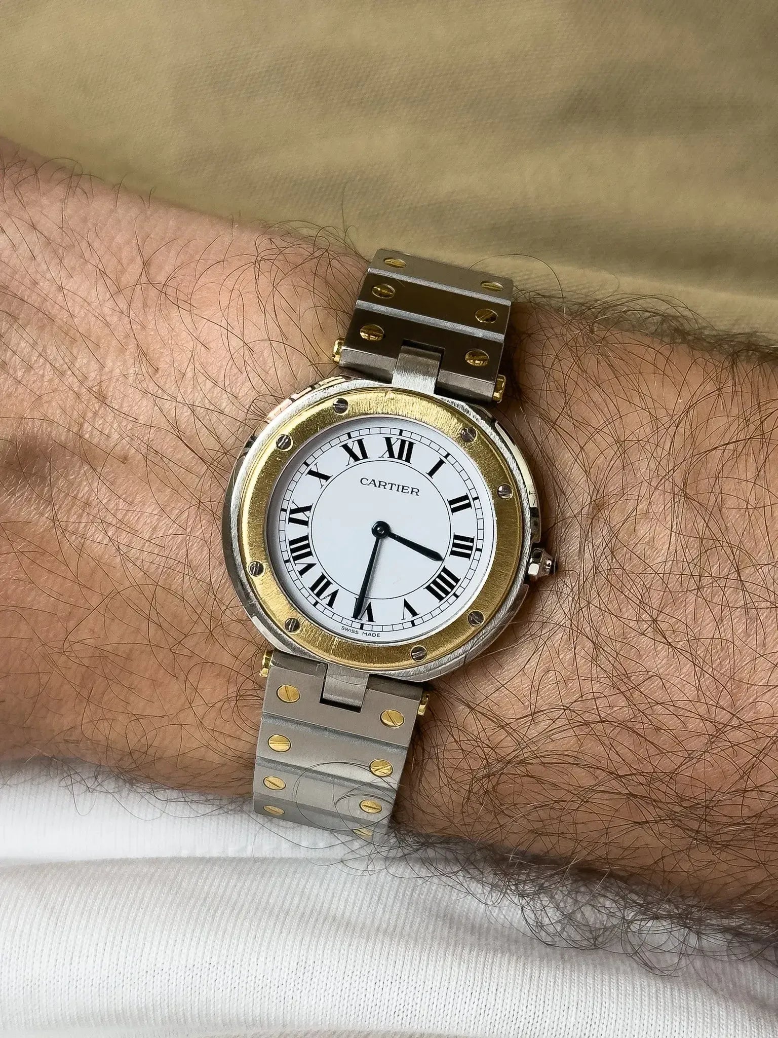 Montre Cartier Santos Vendome GM Vintage - Or et Acier 8191 (Années 1980) - Atelier Victor