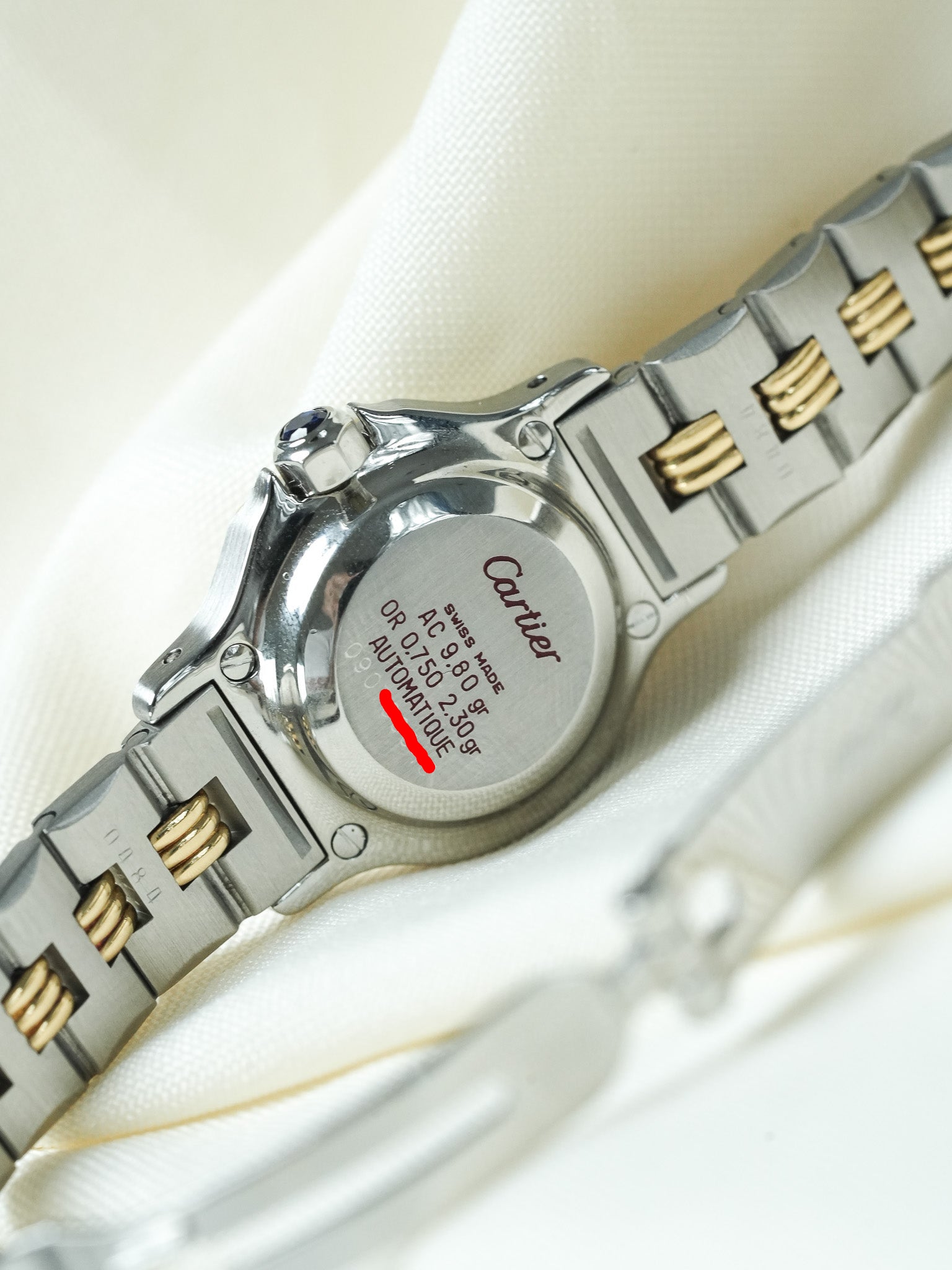 Montre Cartier Santos Vintage - Octogonale Godron 24mm Acier Or Femme (Années 1980) - Atelier Victor
