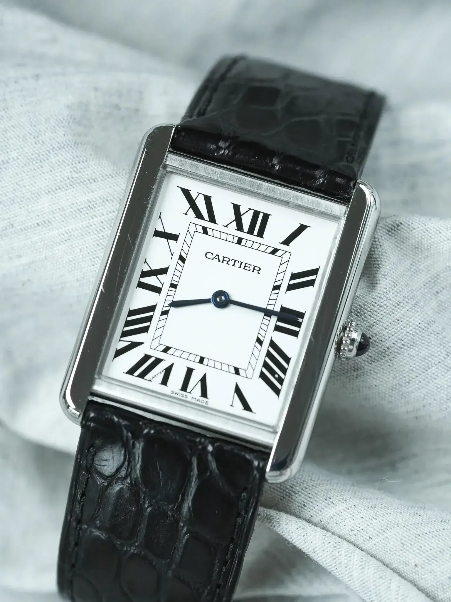 Montre Cartier Tank Solo Large (Ref. 3169) - Acier & Boucle Déployante (2010s) - Atelier Victor