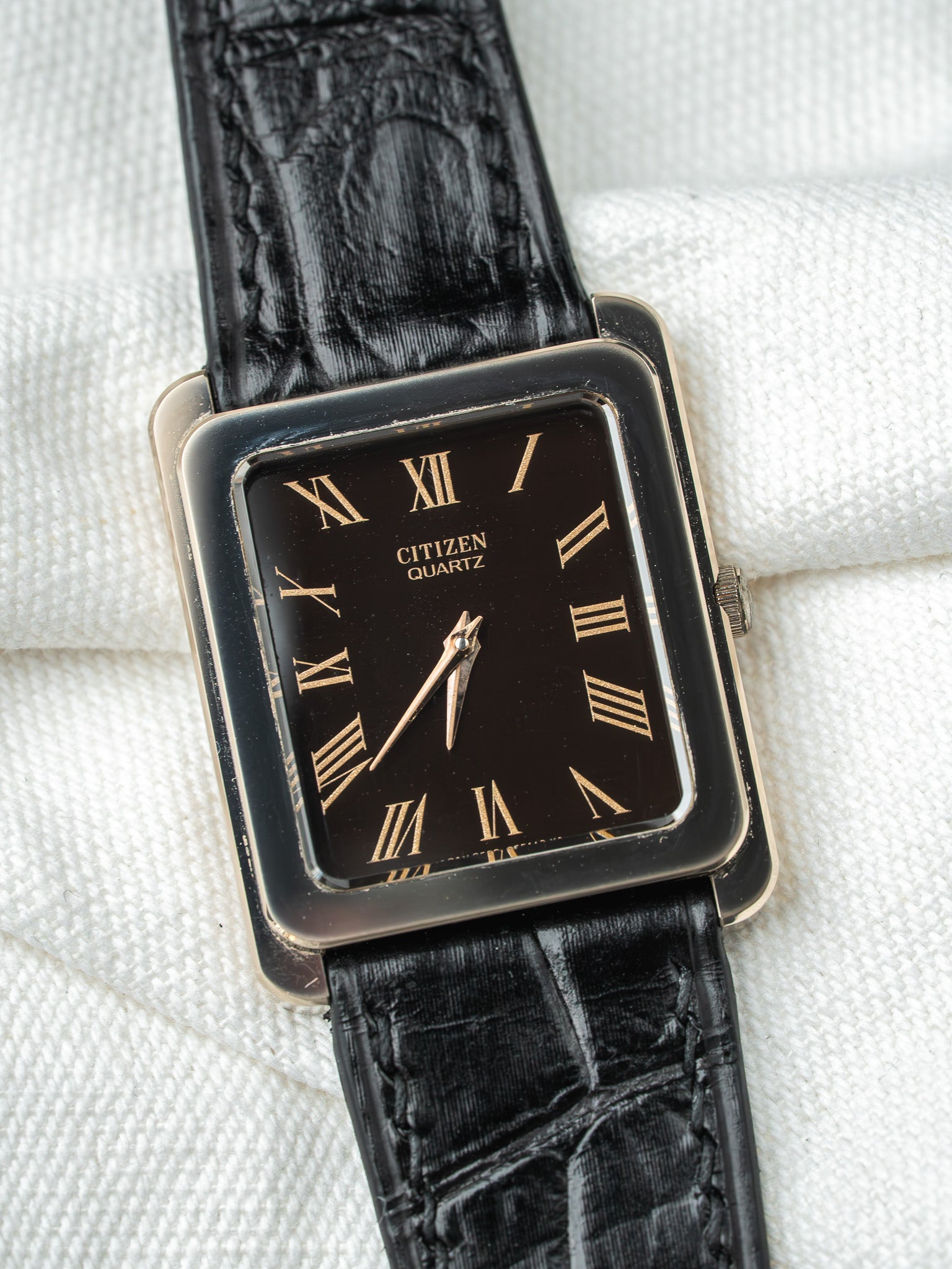 Montre Citizen Vintage - Tank Chocolat Bronze (1987) - Atelier Victor