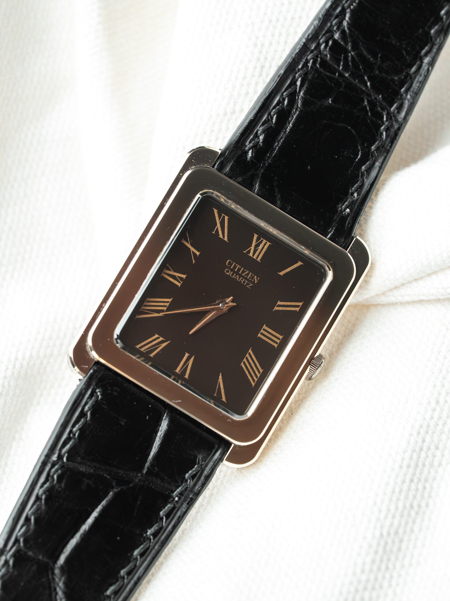 Montre Citizen Vintage - Tank Chocolat Bronze (1987) - Atelier Victor