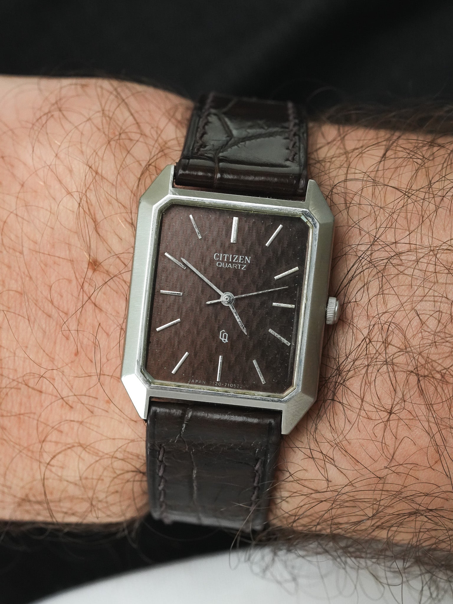 Montre Citizen Vintage - Tank Chocolat Guilloché (1988) - Atelier Victor
